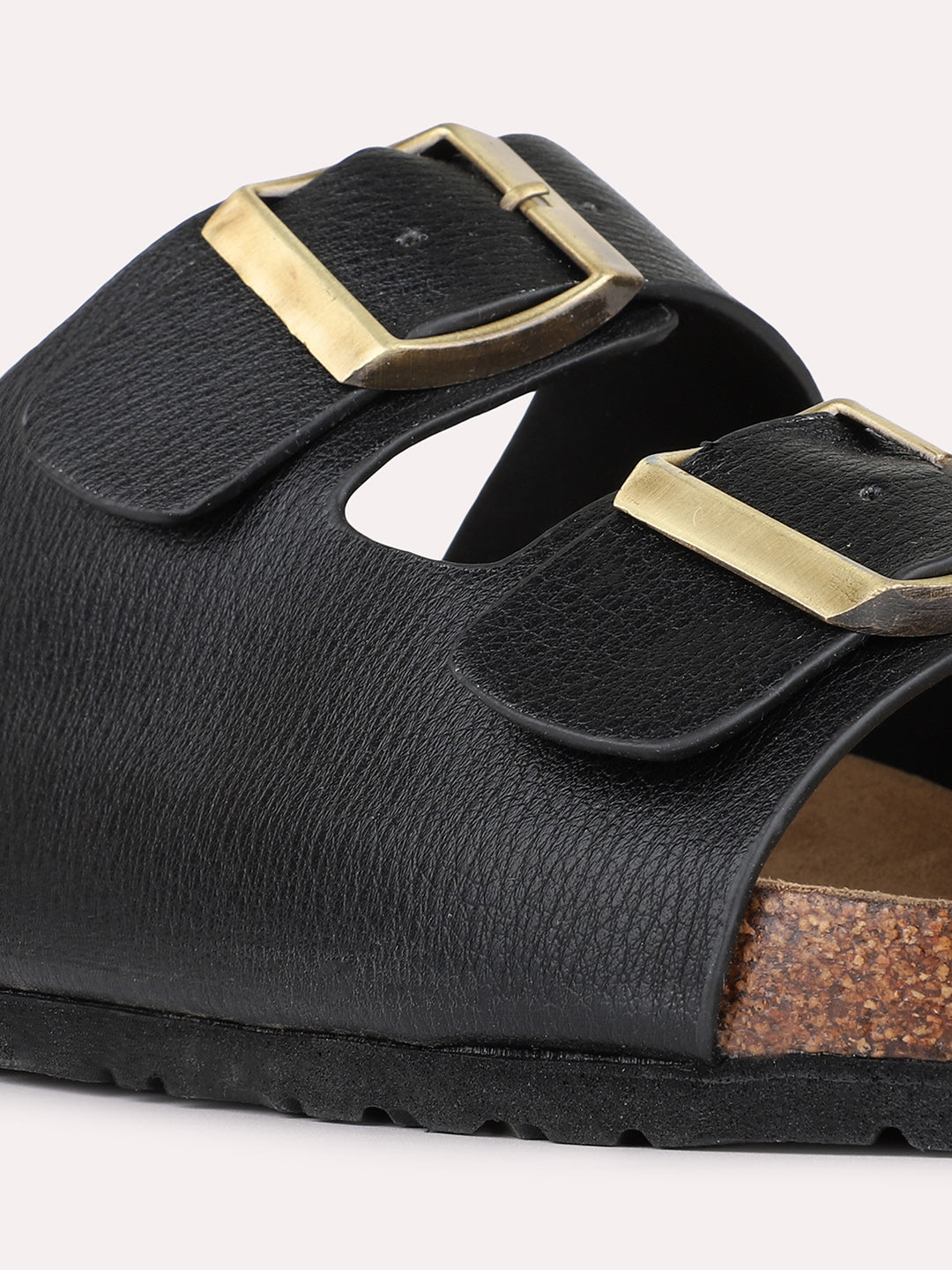 Mens Black Casual Solid Pattern Open Toe Flats