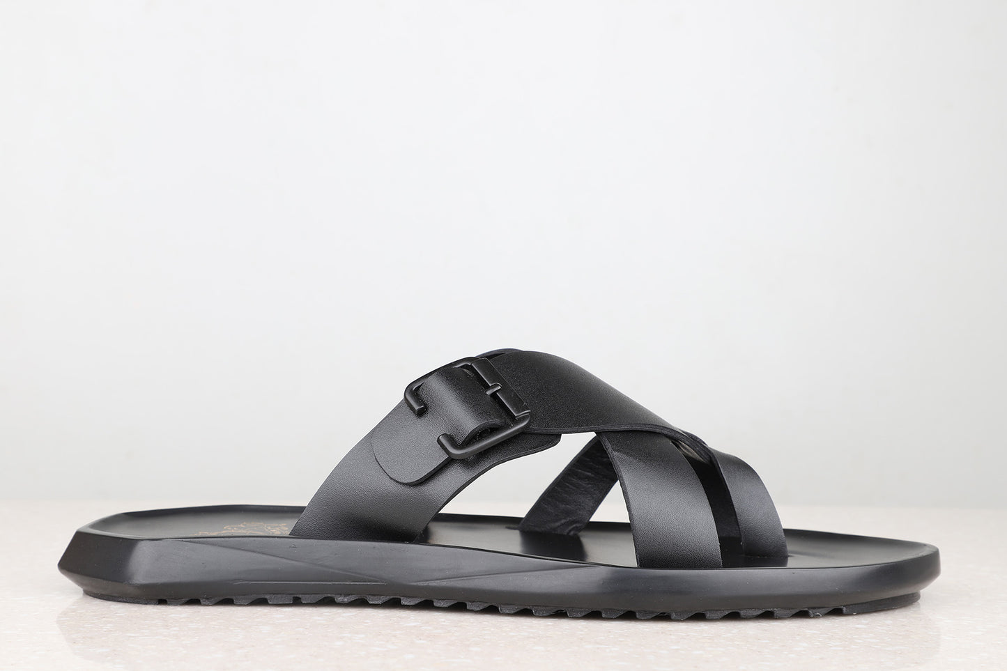 Atesber Solid Formal Sandals-Black For Men