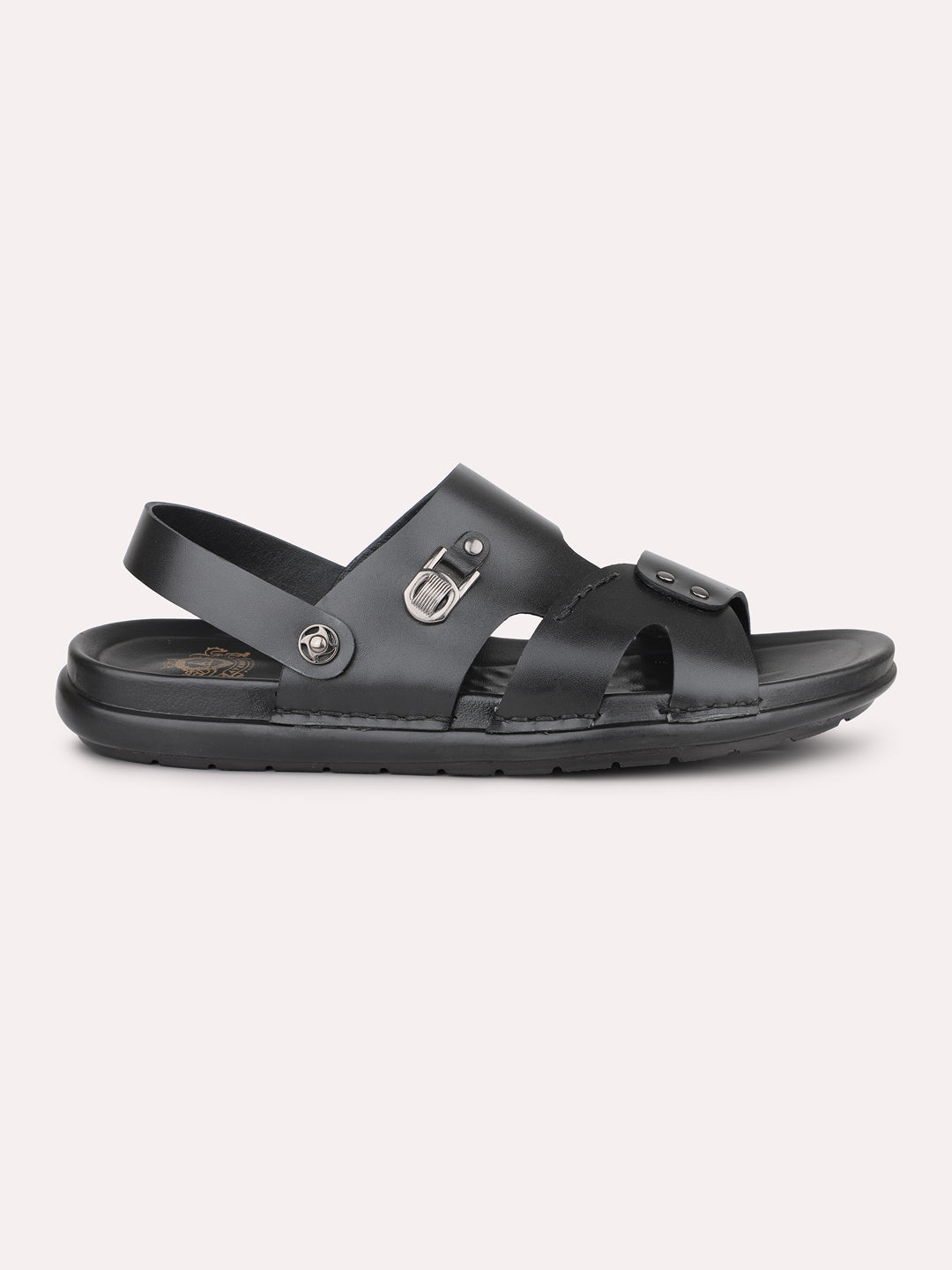 Atesber Black Woven Strap Sandal For Mens