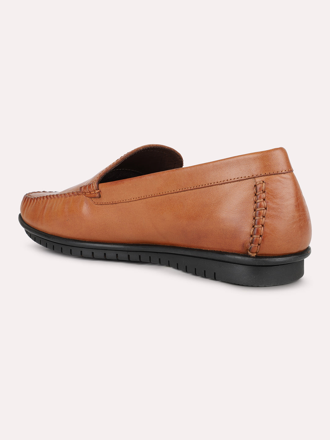 Mens Tan Formal Solid Round Toe Loafers