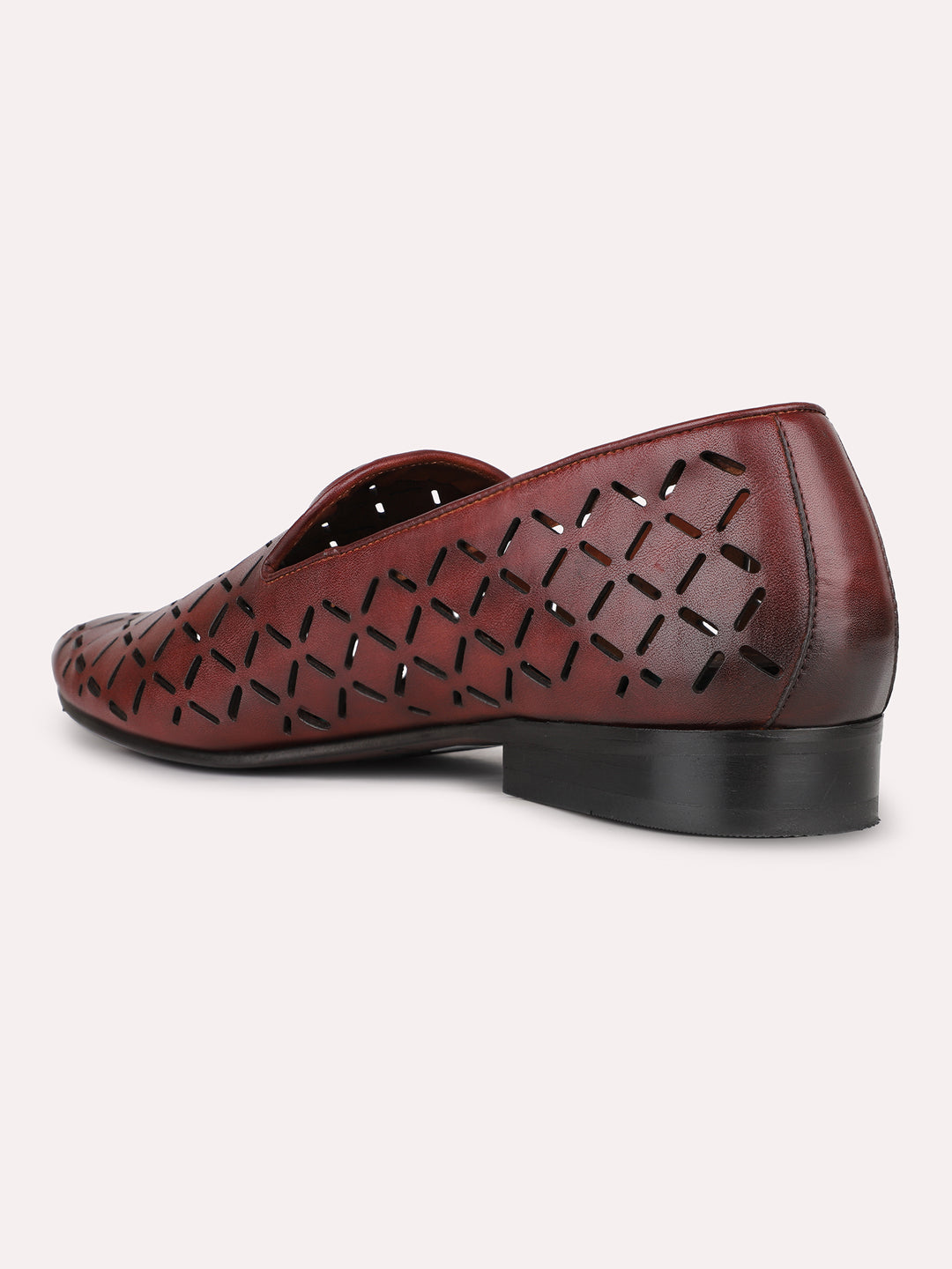 Mens Red Printed Round Toe Party Wear Loafers Shoes