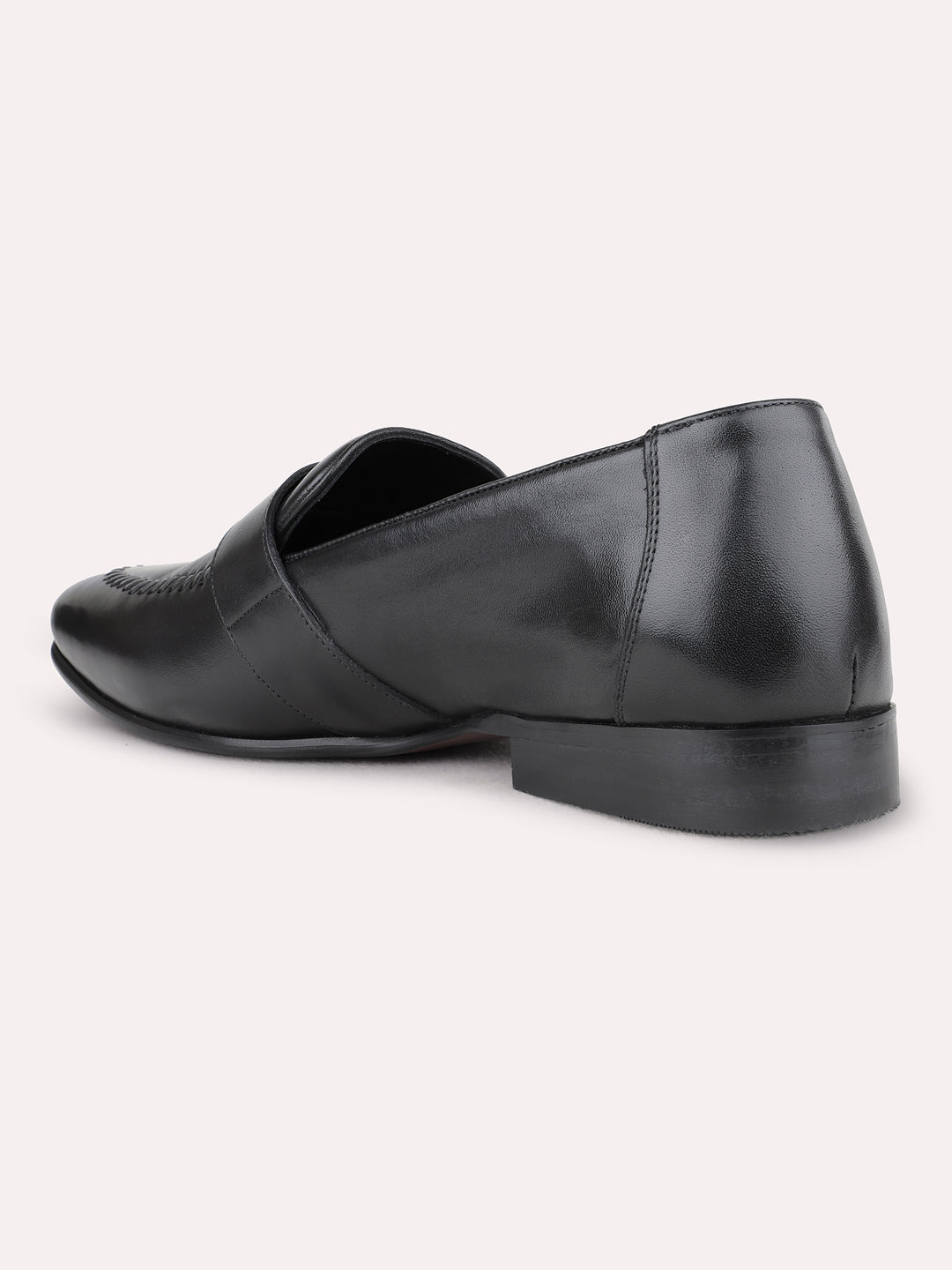 Mens Black Formal Solid Pattern Pointed Toe Loafer Shoe