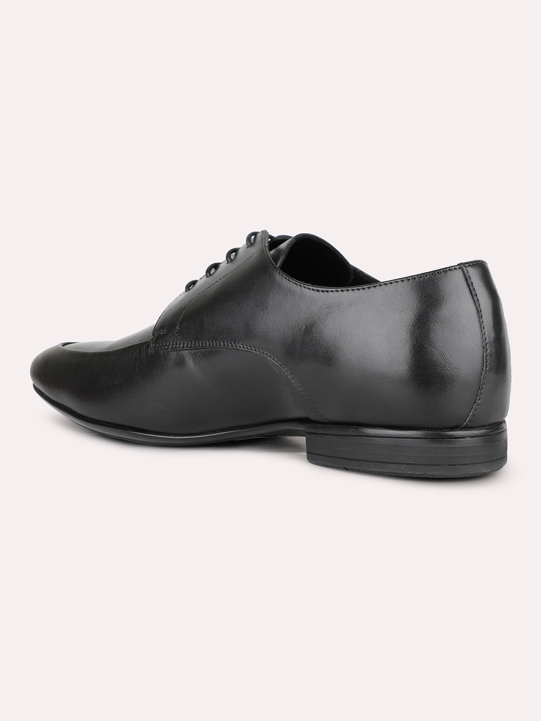 Mens Black Party Wear Solid Round Toe Derby Shoe