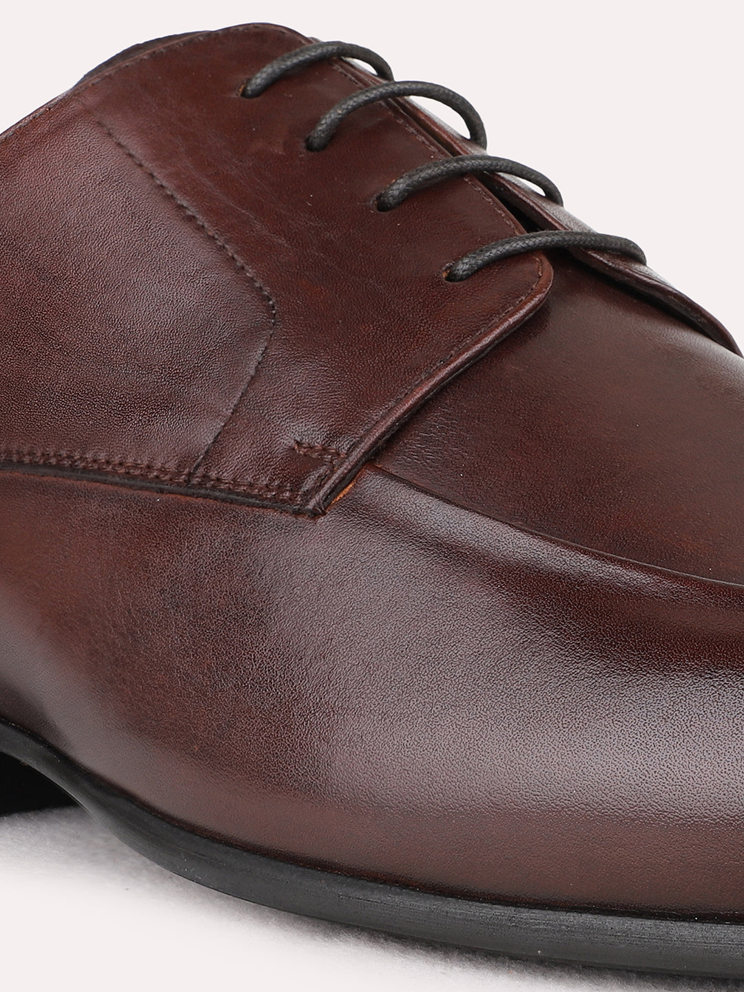 Mens Brown Formal Solid Pointed Toe Derby Shoe