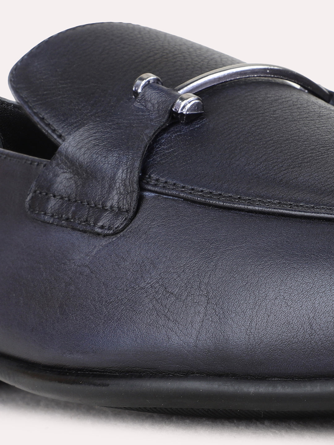 Mens Blue Formal Solid Pointed Toe Moccasin