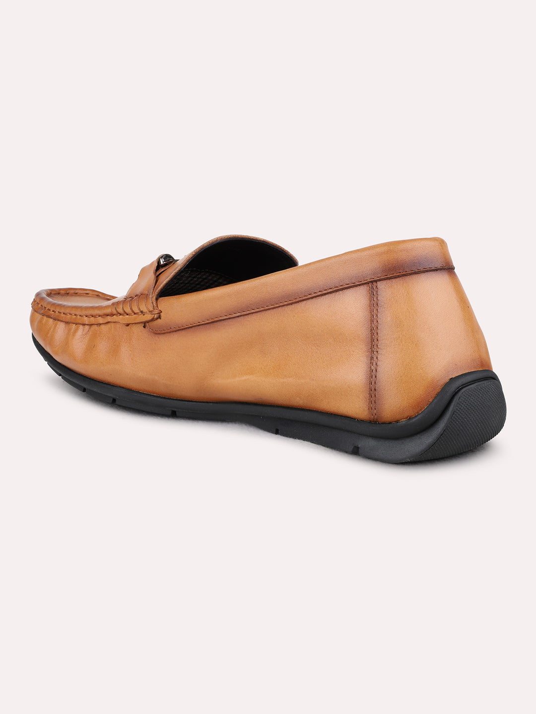 Mens Tan Party Wear Solid Square Toe Loafer Shoes