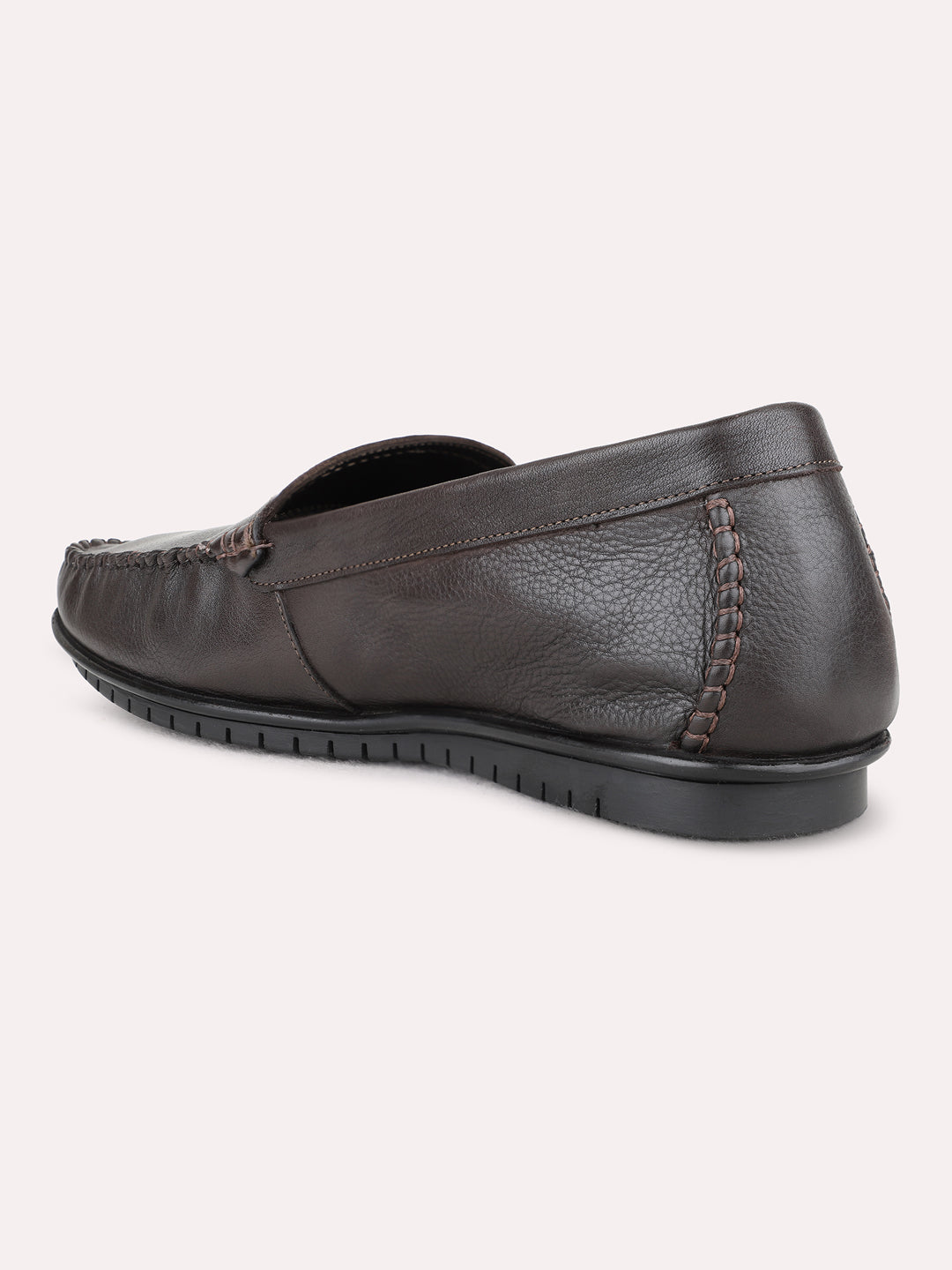 Mens Brown Party Wear Solid Square Toe Loafer Shoes
