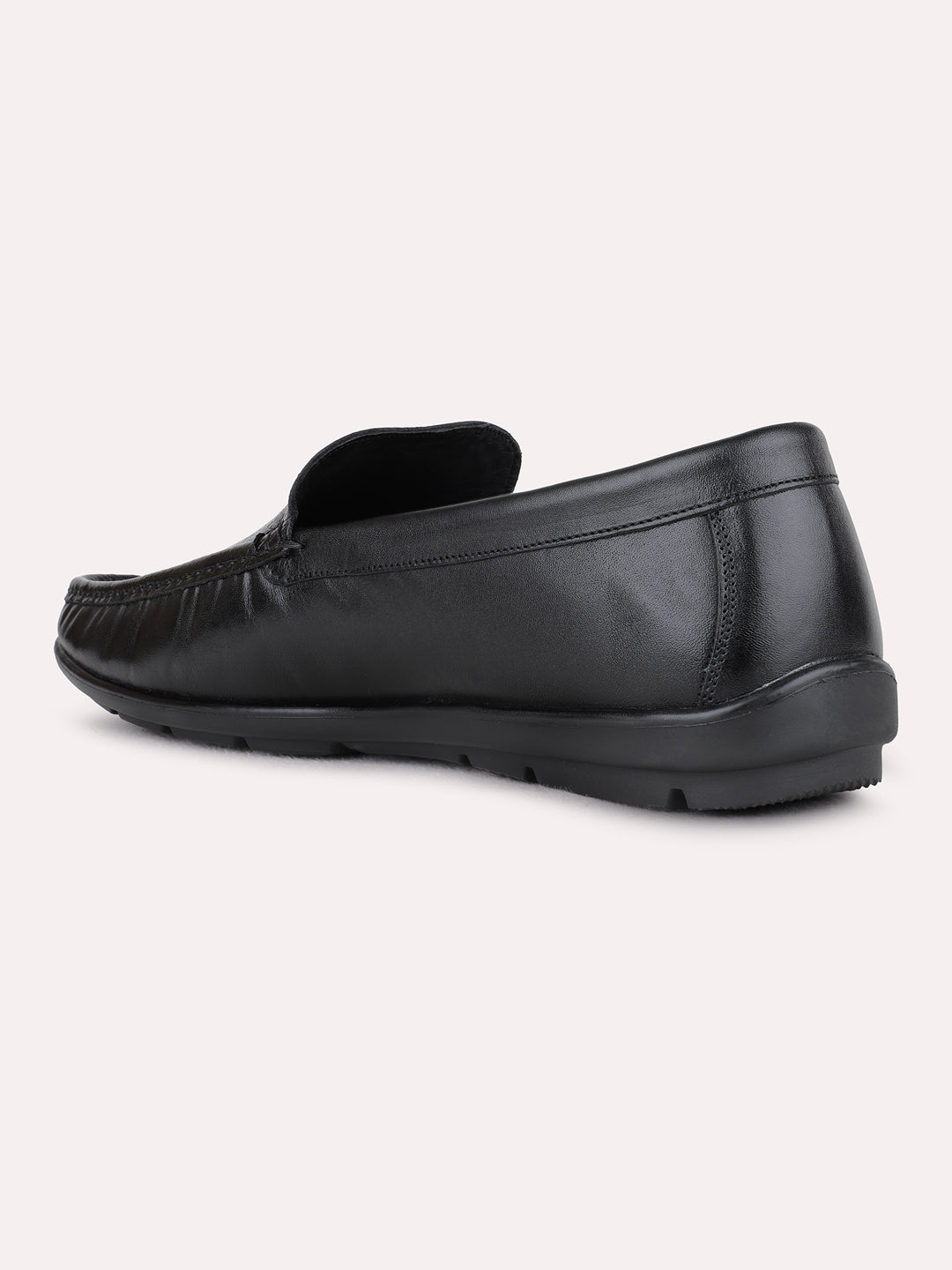 Mens Black Formal Solid Pattern Round Toe Slip-on Loafers