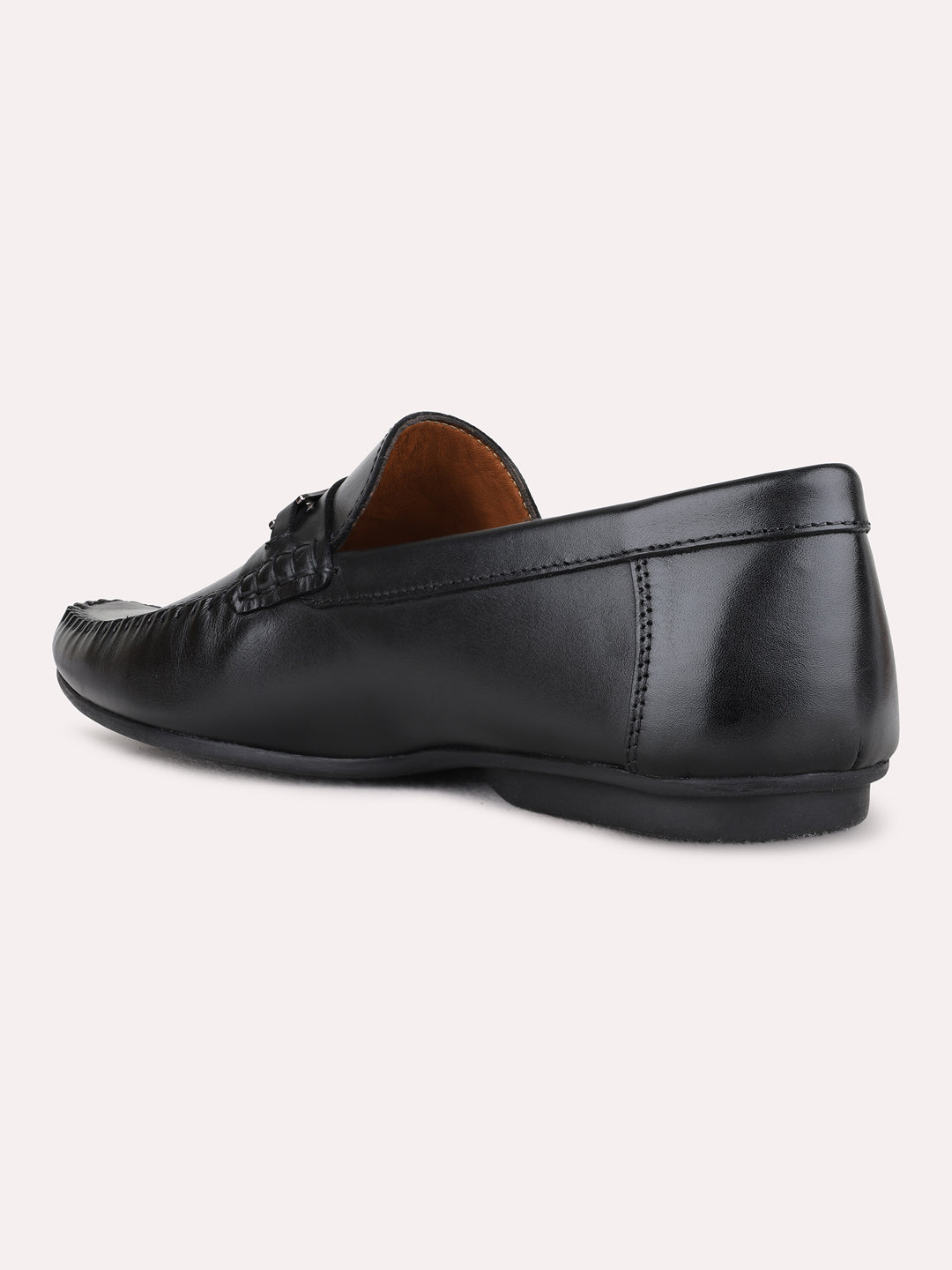 Mens Black Casual Solid Pattern Square Toe Loafers Shoe