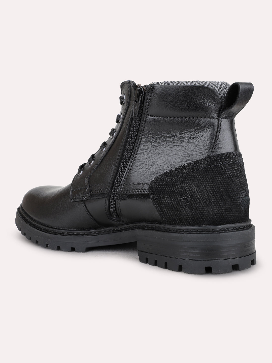 Mens Black Casual Solid Round Toe Ankle Boots