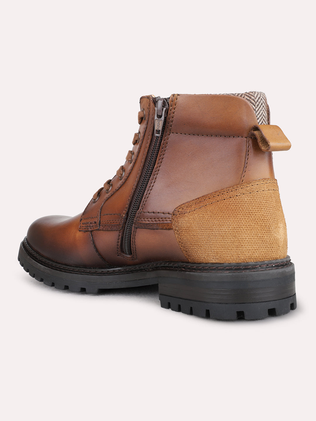 Mens Brown Casual Solid Round Toe Ankle Boots