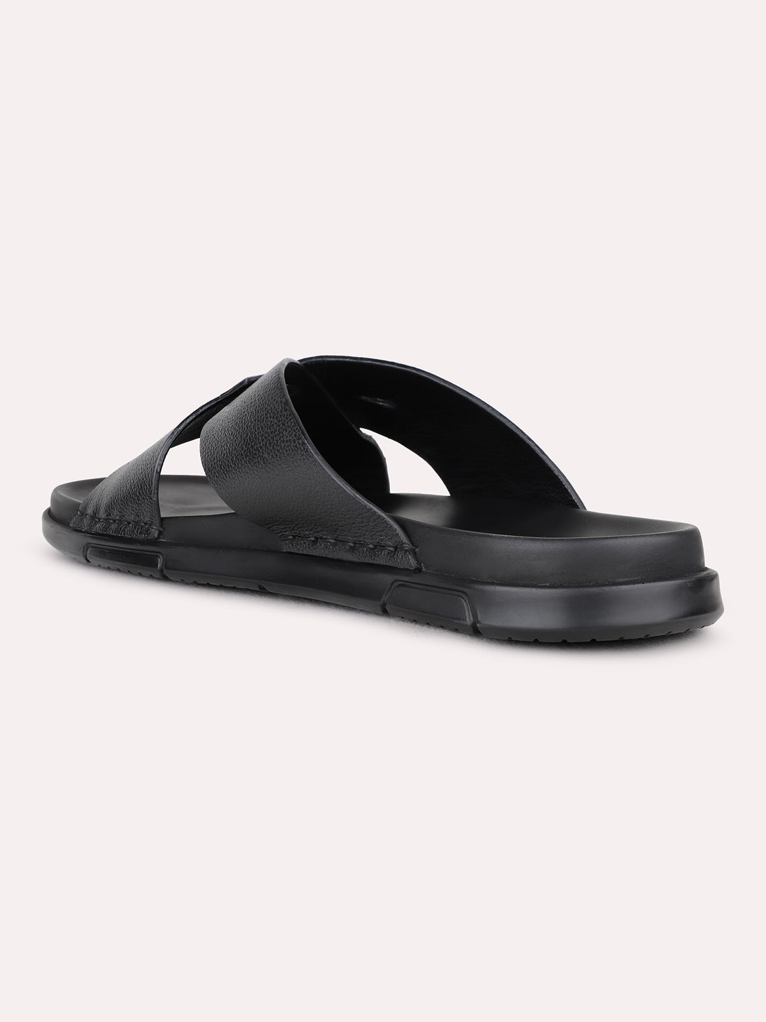Mens Black Casual Solid Pattern Round Toe Shape Sandals