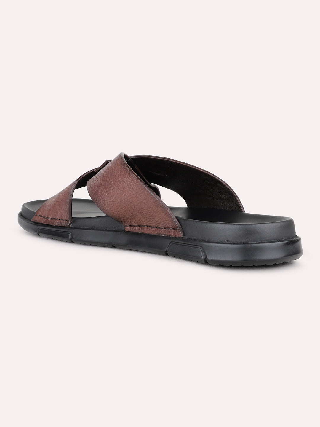 Mens Brown Casual Solid Pattern Round Toe Shape Sandals
