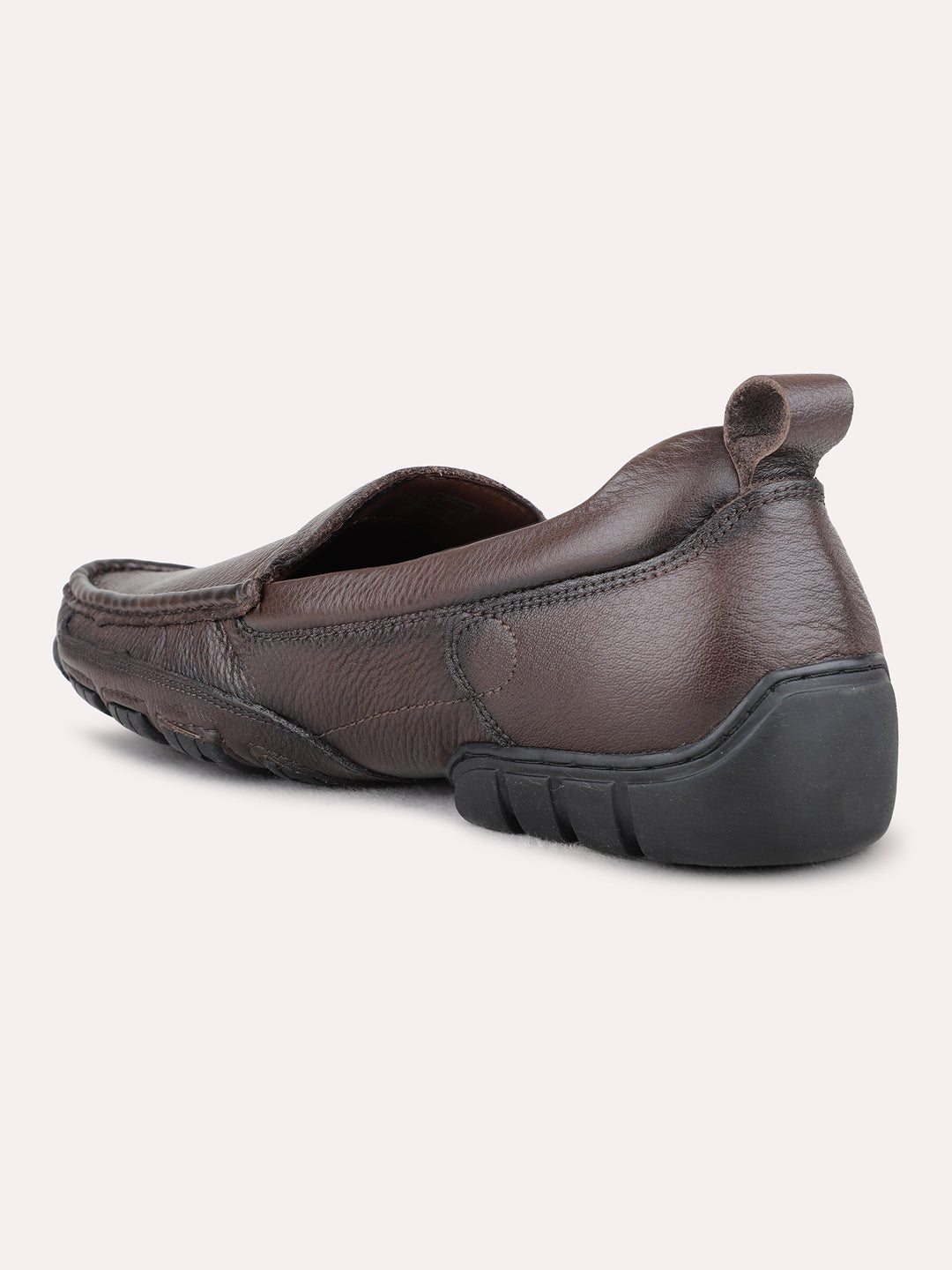 Mens Brown Party Wear Solid Square Toe Loafer Shoes