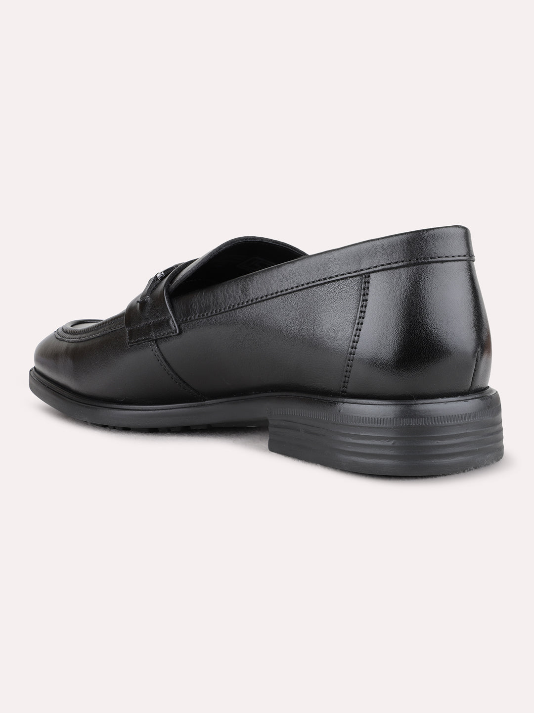 Mens Black Party Wear Solid Round Toe Loafer Shoes