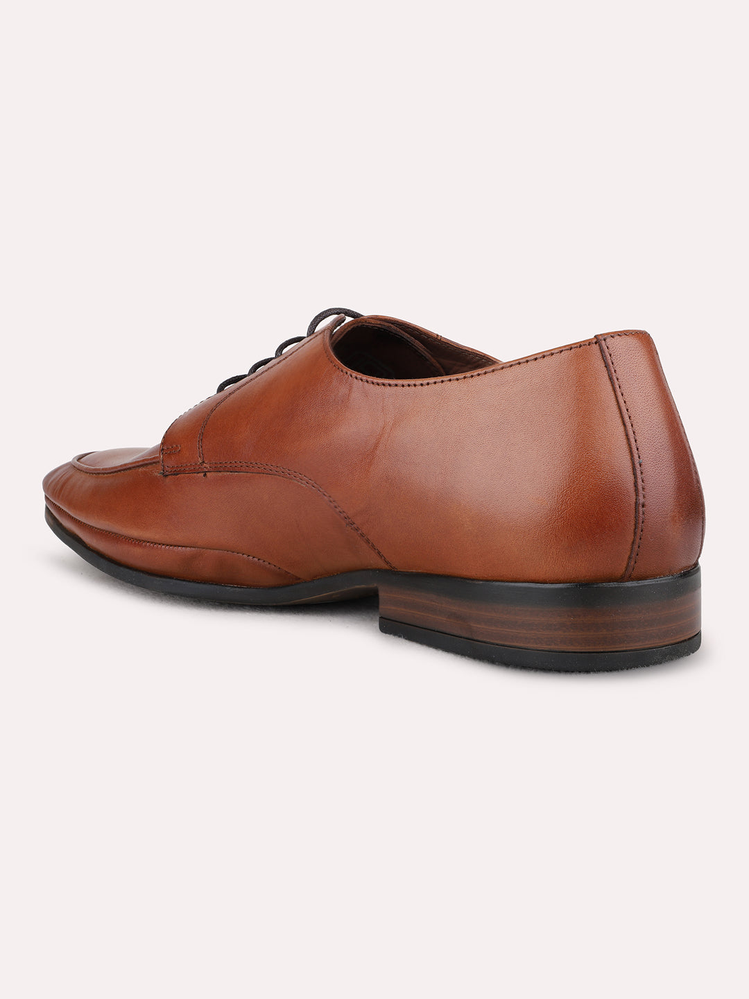 Mens Tan Formal Solid Round Toe Derby Shoes