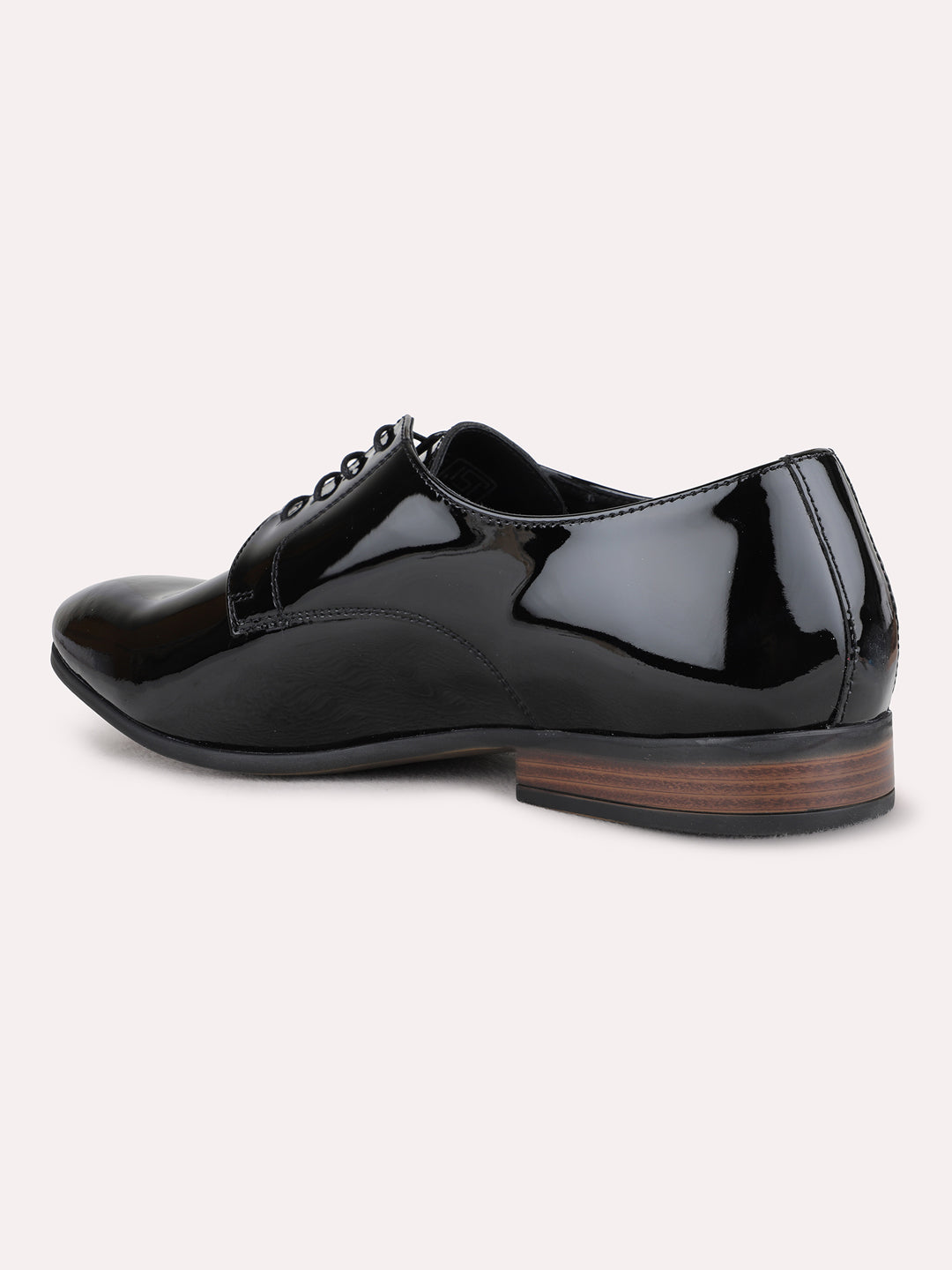 Mens Black Formal Solid Round Toe Derby Shoes