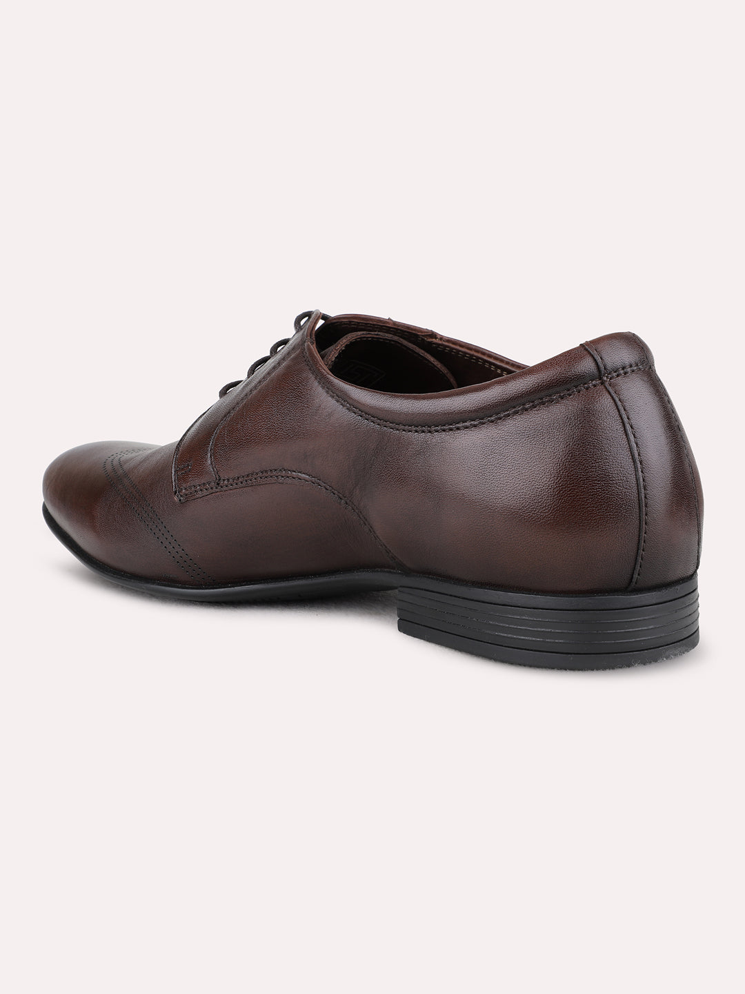 Mens Brown Formal Solid Round Toe Derby Shoes