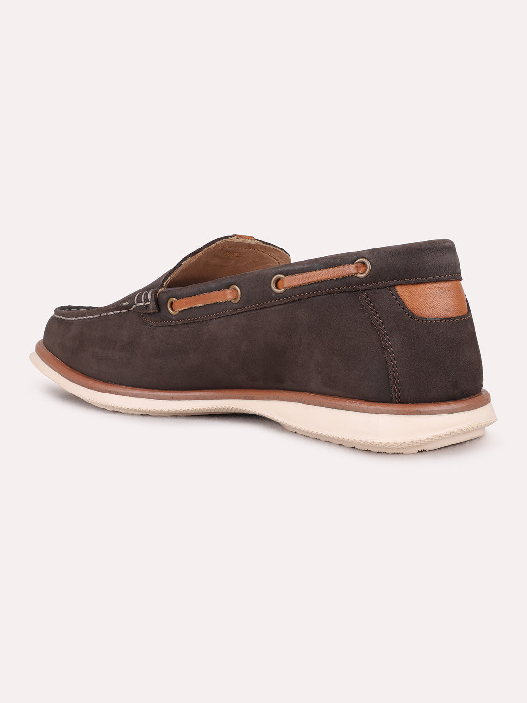 Mens Brown Party Wear Solid Round Toe Loafer Shoes