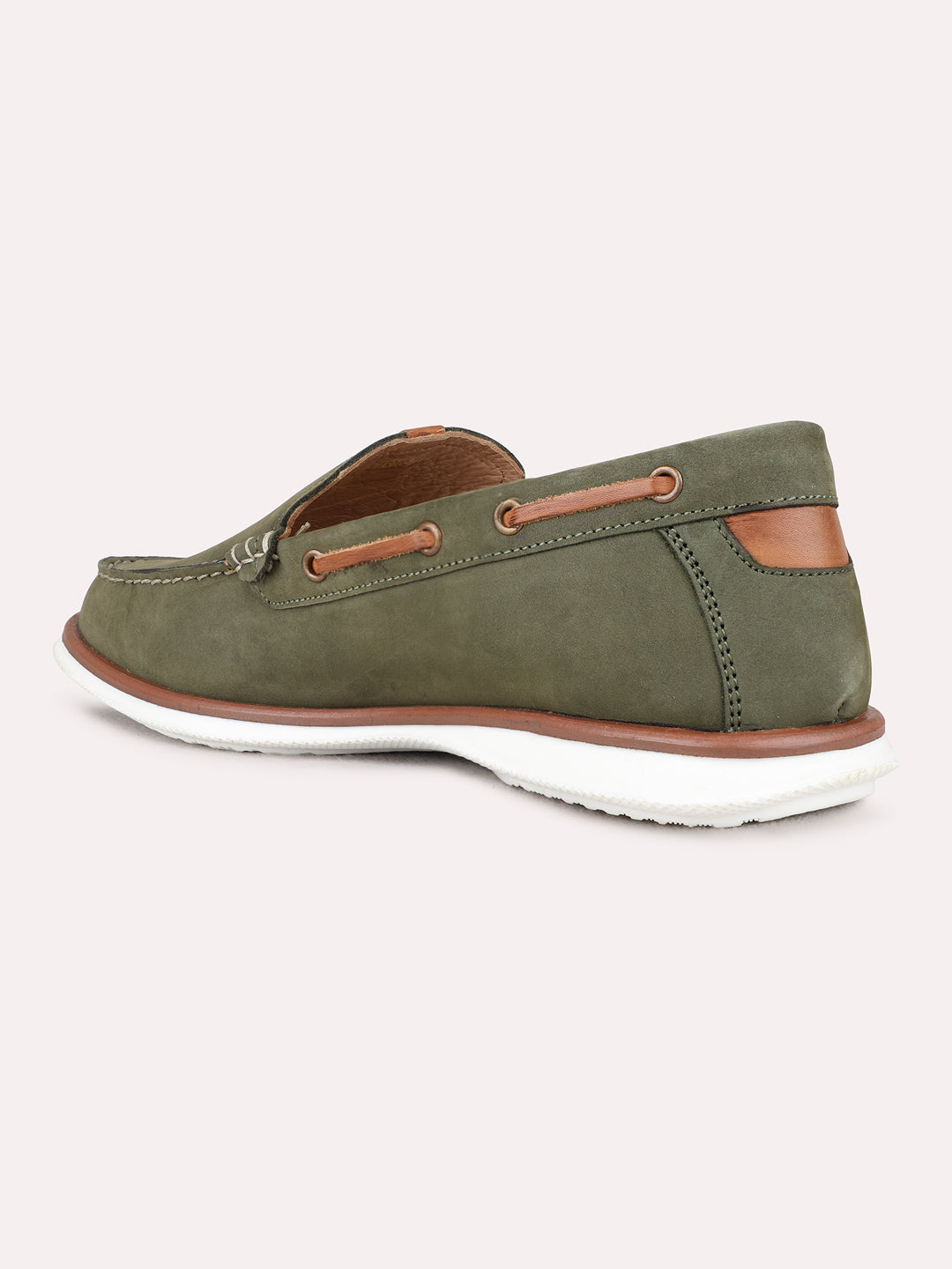 Mens Olive Party Wear Solid Round Toe Loafer Shoes