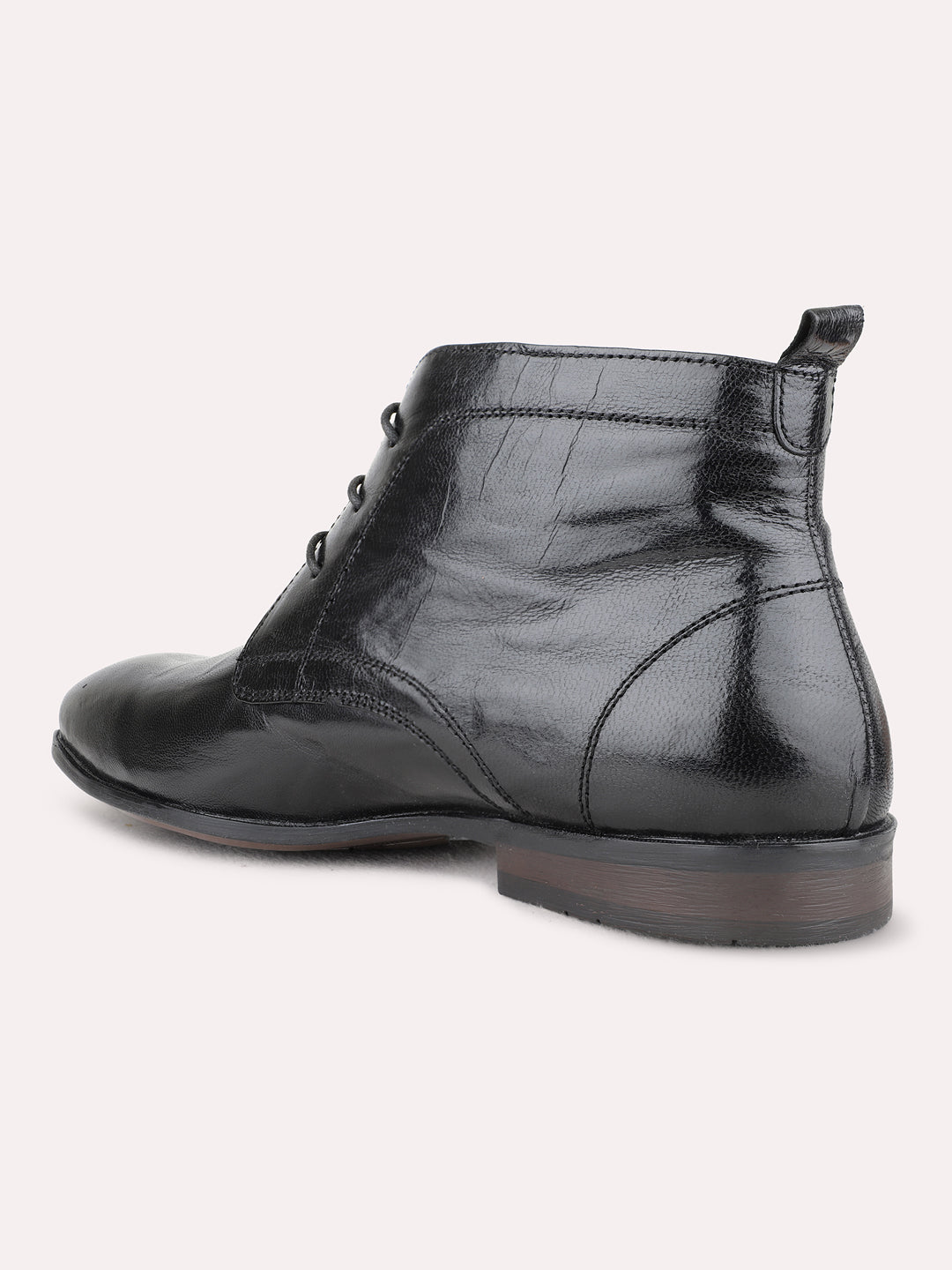 Mens Black Party Wear Solid Round Toe Outdoor Boots