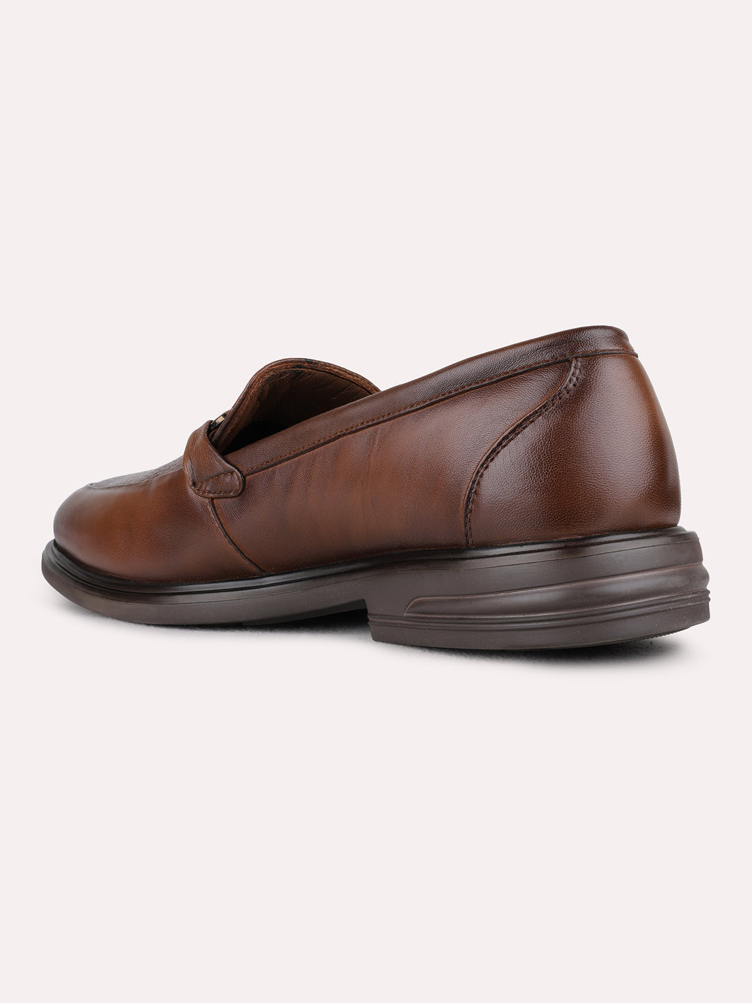 Mens Tan Formal Solid Narrow Toe Loafers Shoe