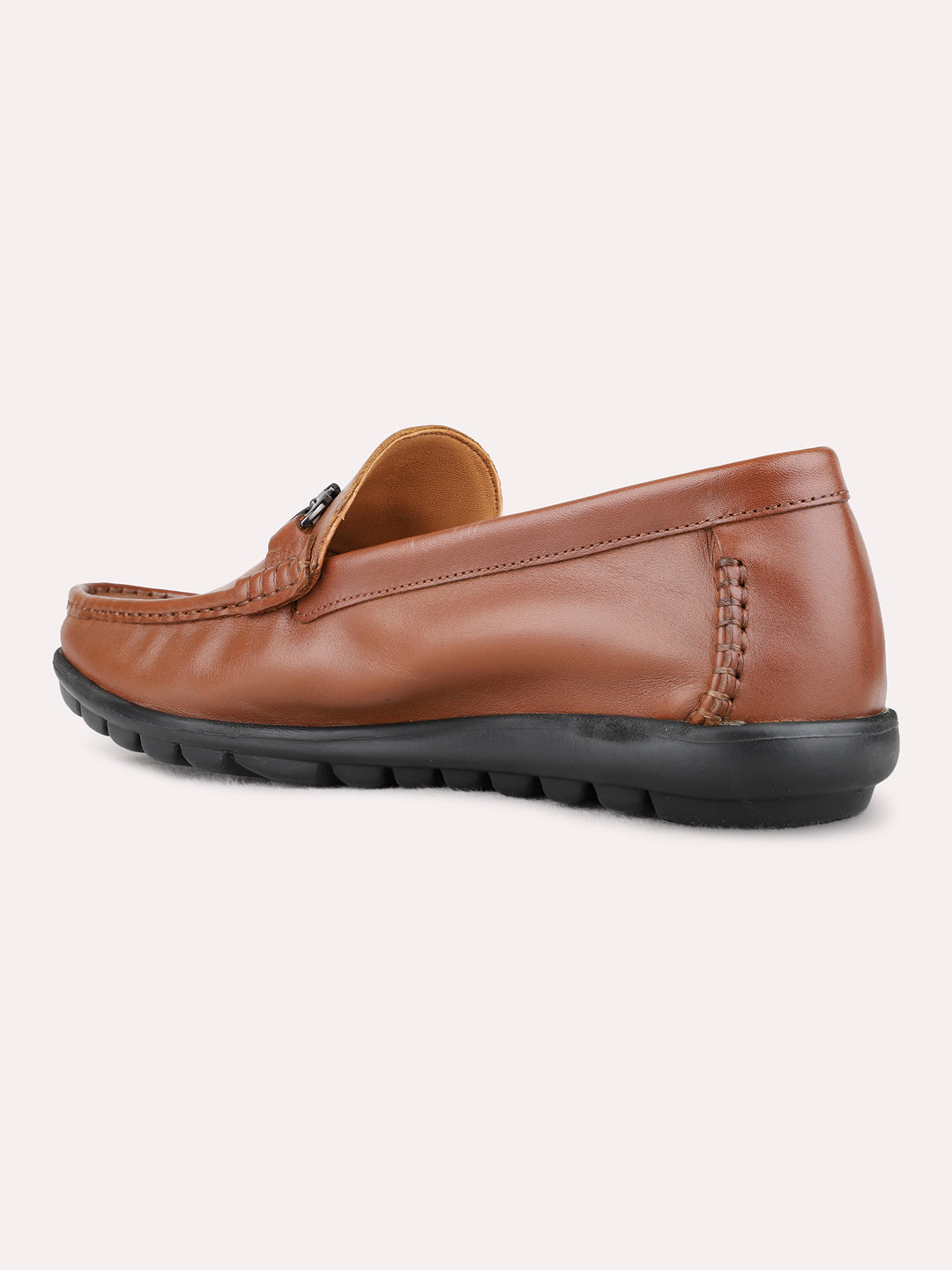 Mens Tan Casual Solid Square Toe Loafers Shoe