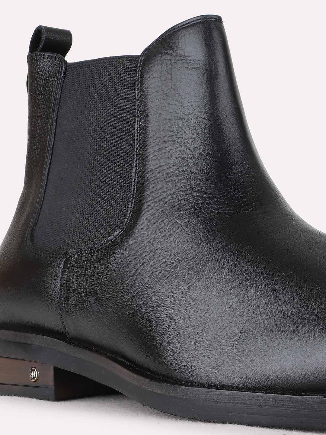 Mens Black Casual Solid Round Toe Boots
