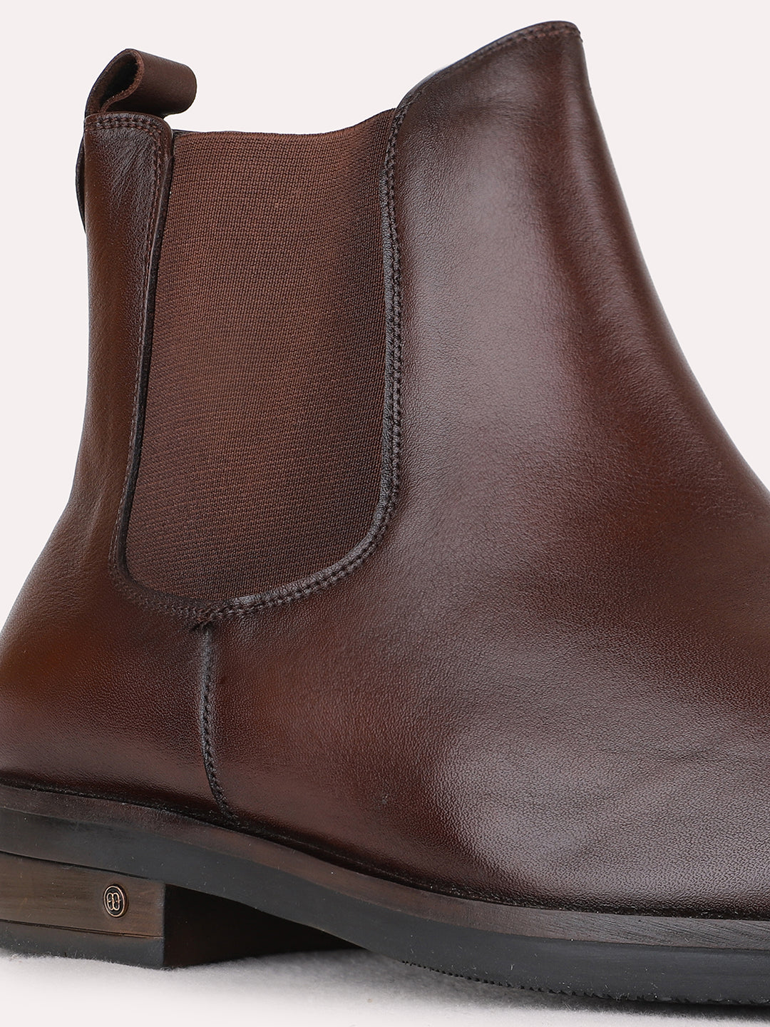 Mens Brown Casual Solid Round Toe Boots
