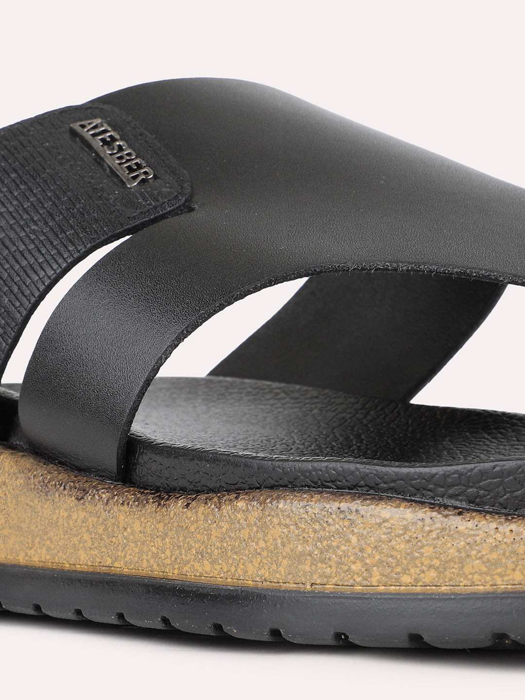 Mens Black Casual Striped One Toe Slip-On Flats