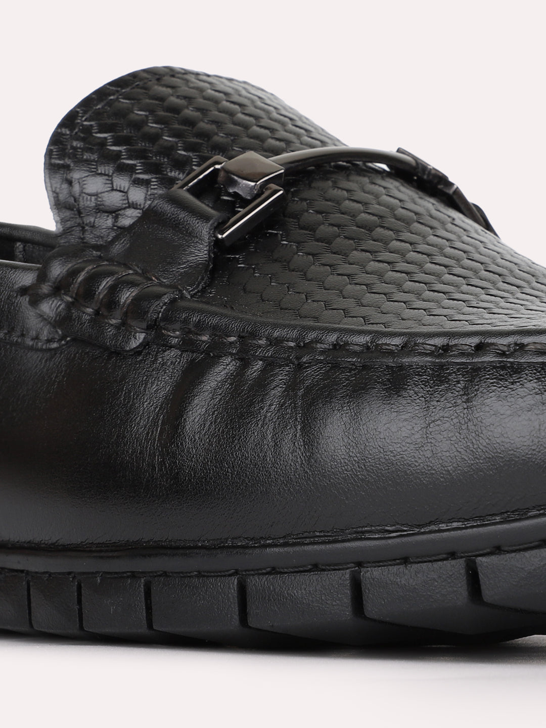 Mens Black Casual Solid Square Toe Shape Loafers