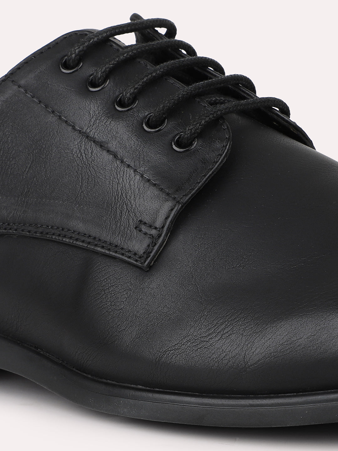 Men Black Formal Lace-Up Derby Shoes