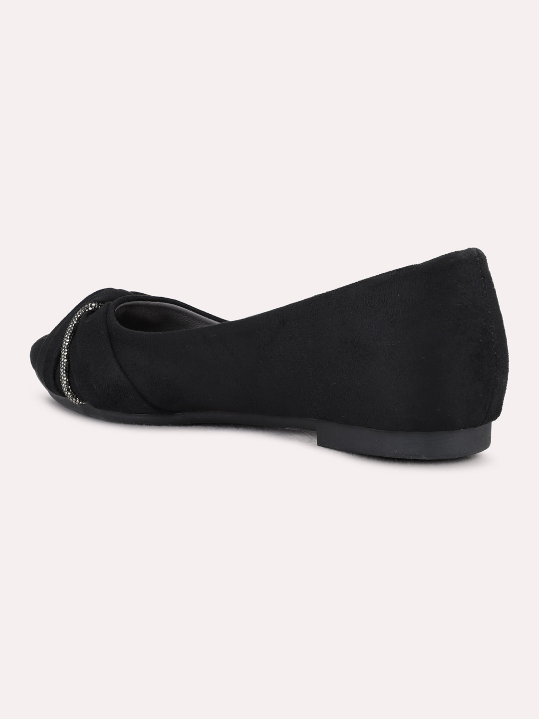 Womens Black Solid Casual Pointed Toe Flat Ballerinas