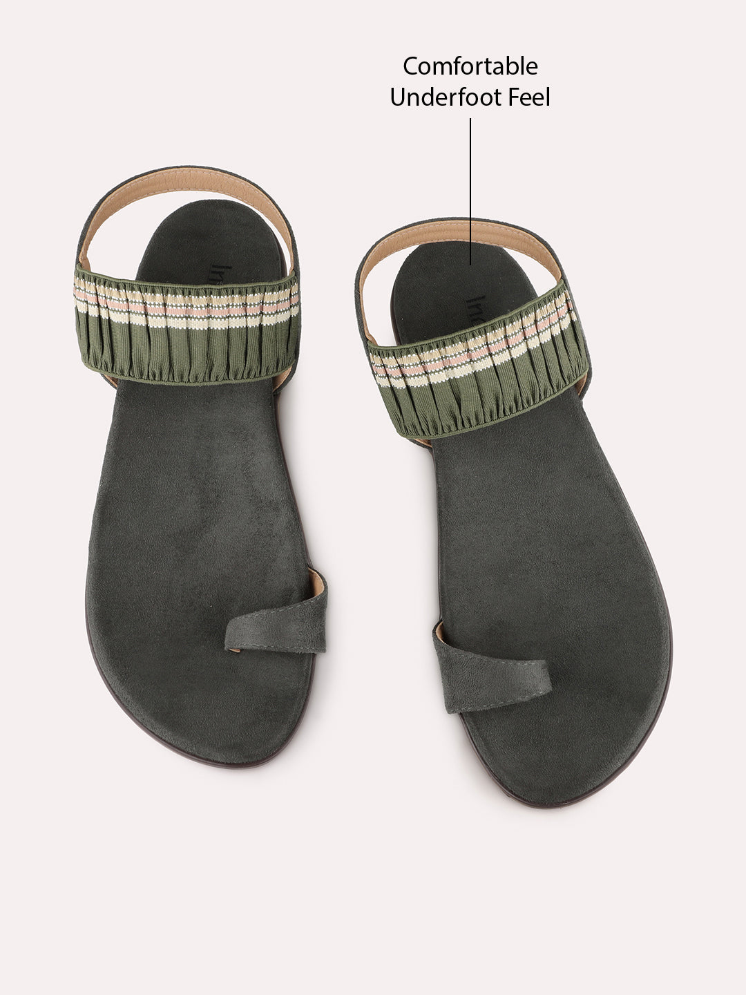 Womens Green Casual Solid One Toe Sandals