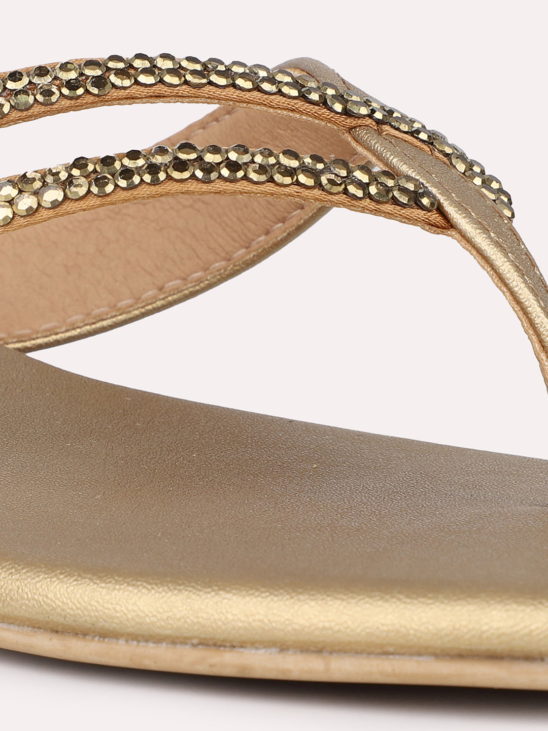 Womens Gold Ethnic Embellished Square Heels