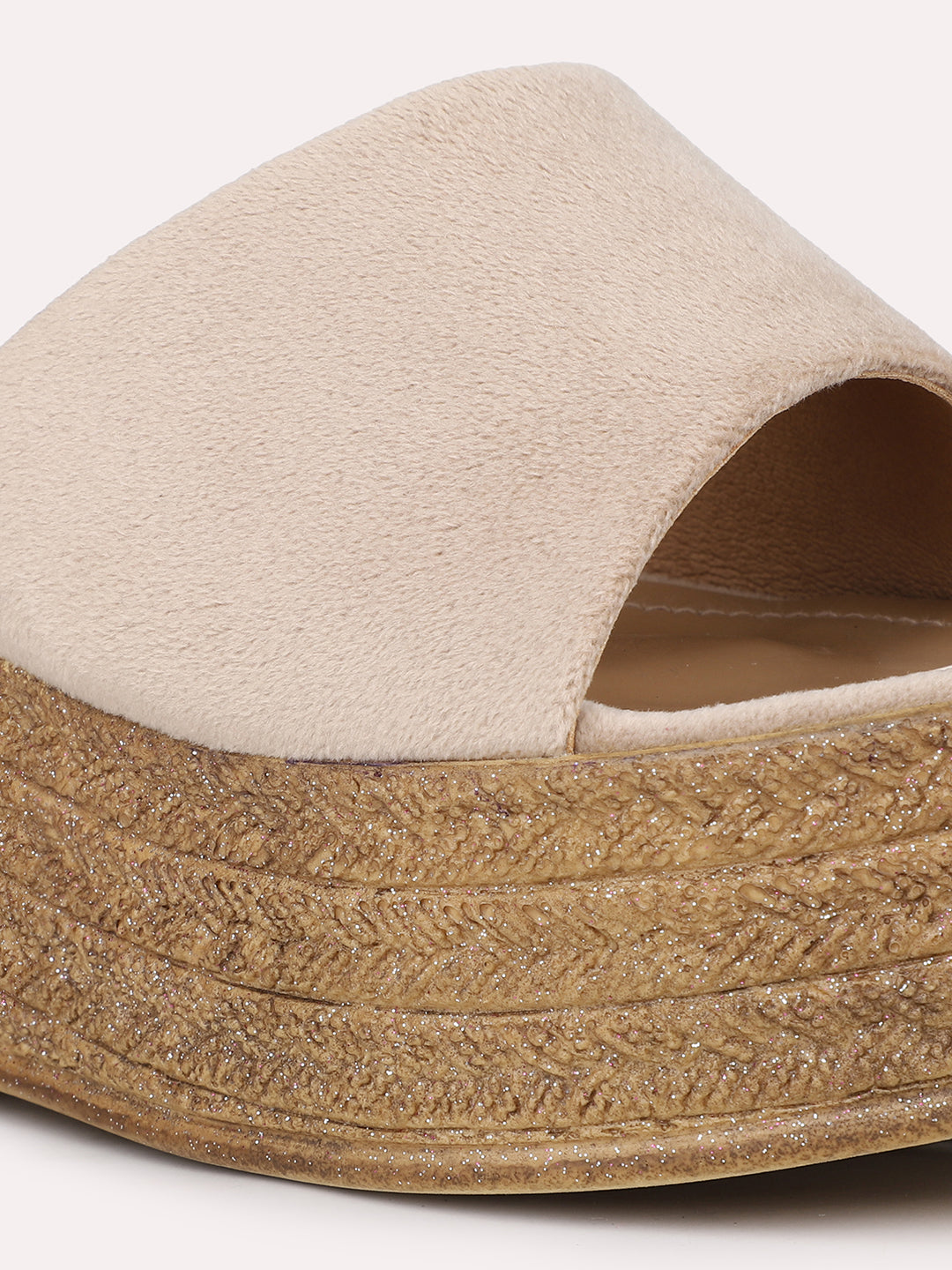 Womens Beige Casual Open toe Wedges Mules