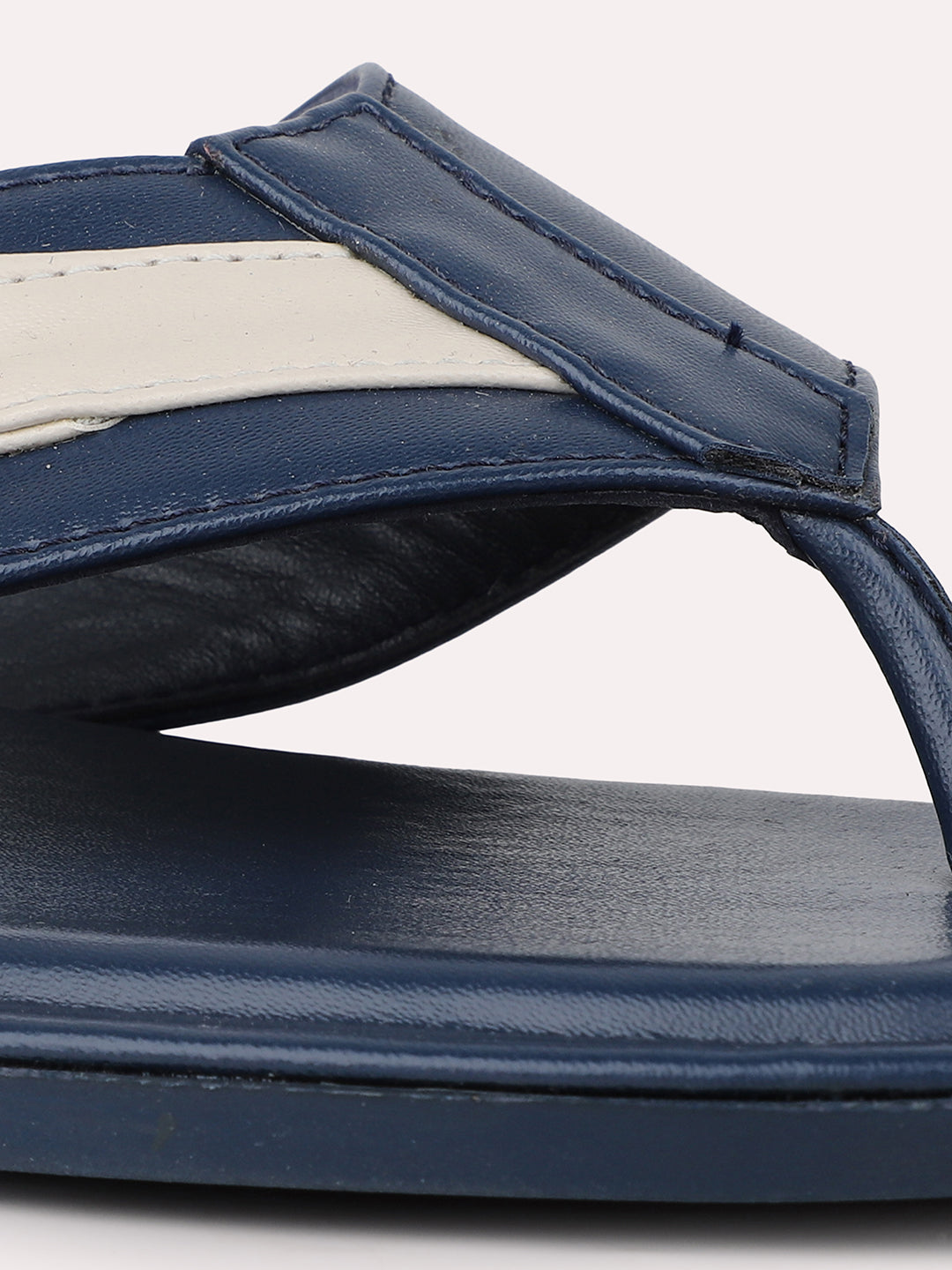 Men Blue Leather Comfort Sandals