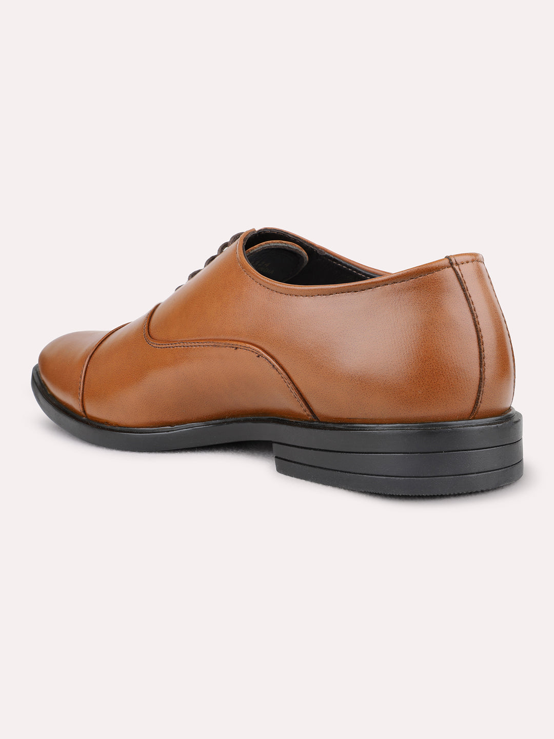 Mens Tan Formal Solid Pointed Toe Derby Shoes