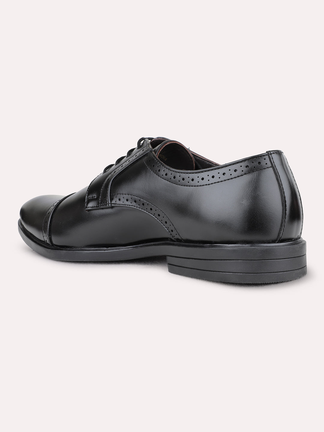 Mens Black Formal Solid Pointed Toe Derby Shoes