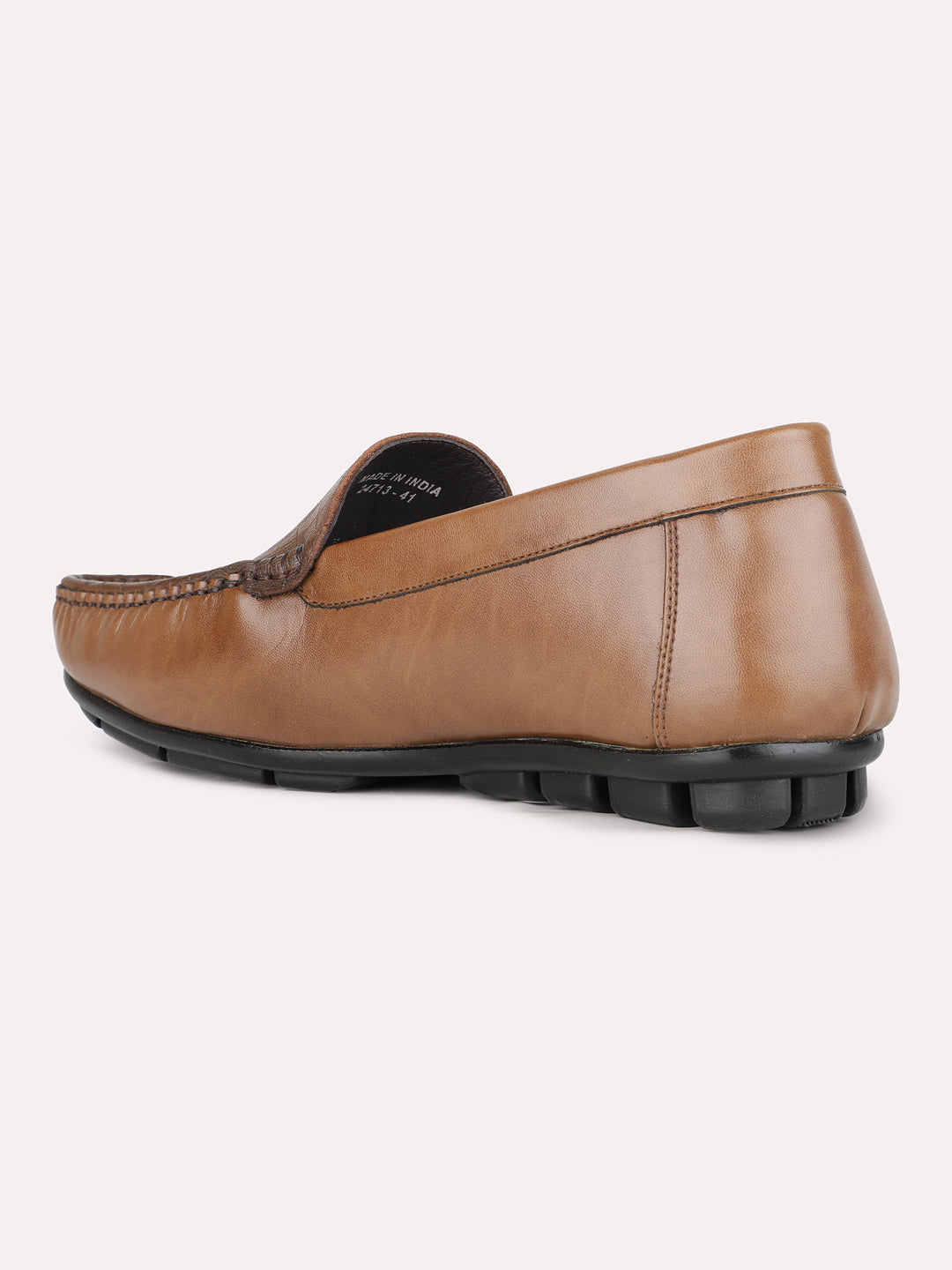 Mens Tan Casual Solid Round Toe Loafers