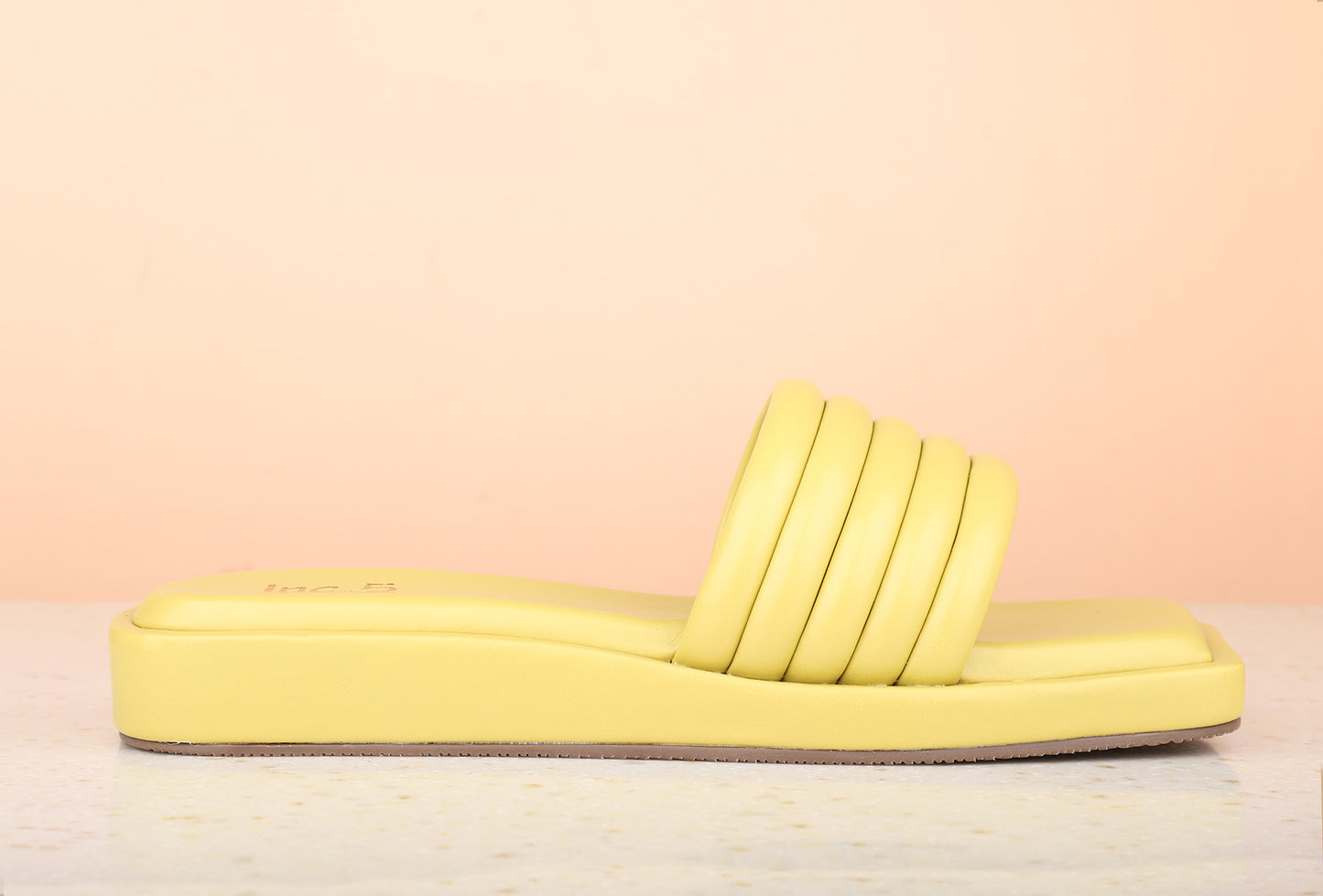 Women Yellow Textured Open Toe Flats