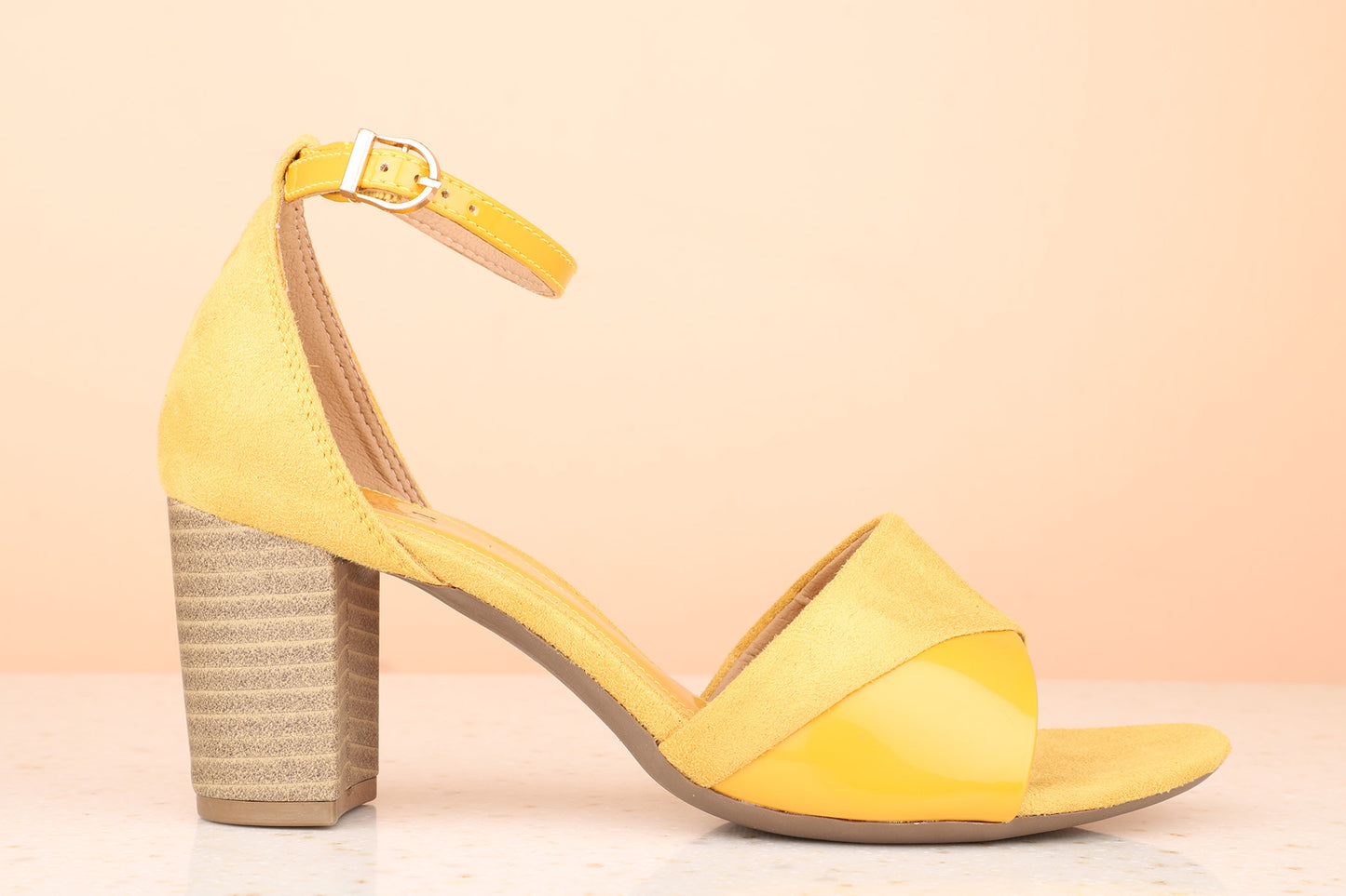 Women Mustard Ankle Loop Block Sandals
