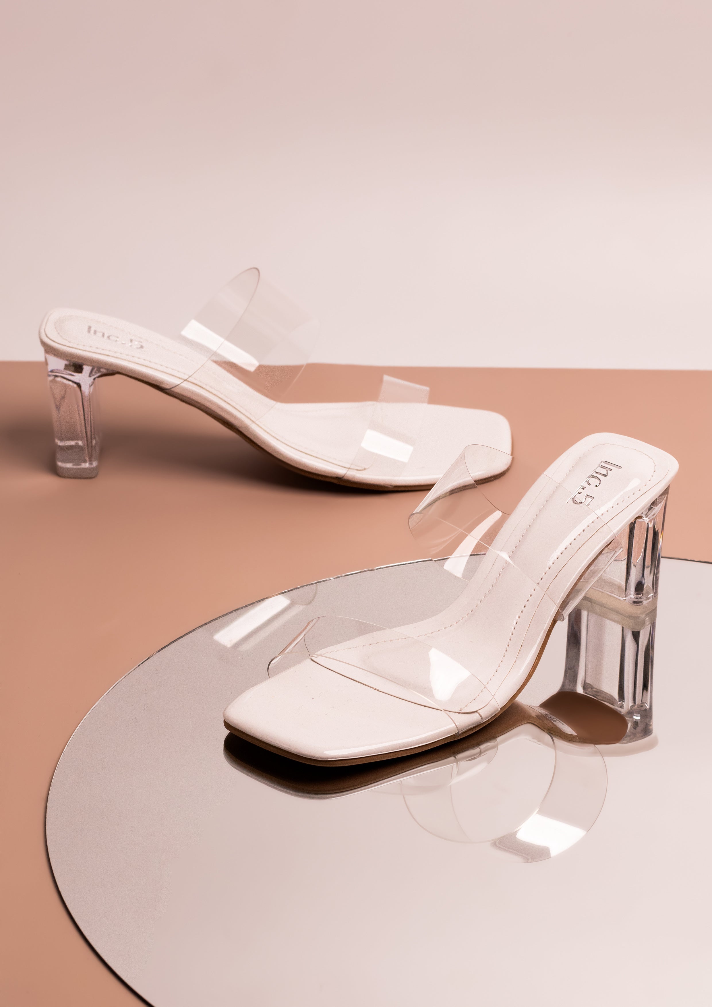 Block Heels Clear Heels Slip Ons Buy Now Women White Two Strape