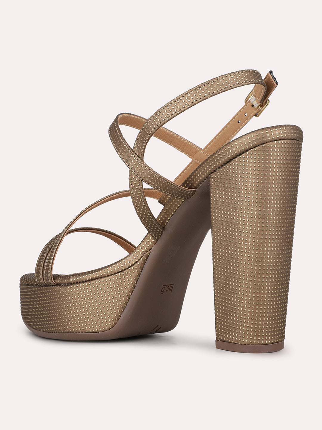 Womens Golden Party Wear Solid Round Toe Platform Heel Sandals