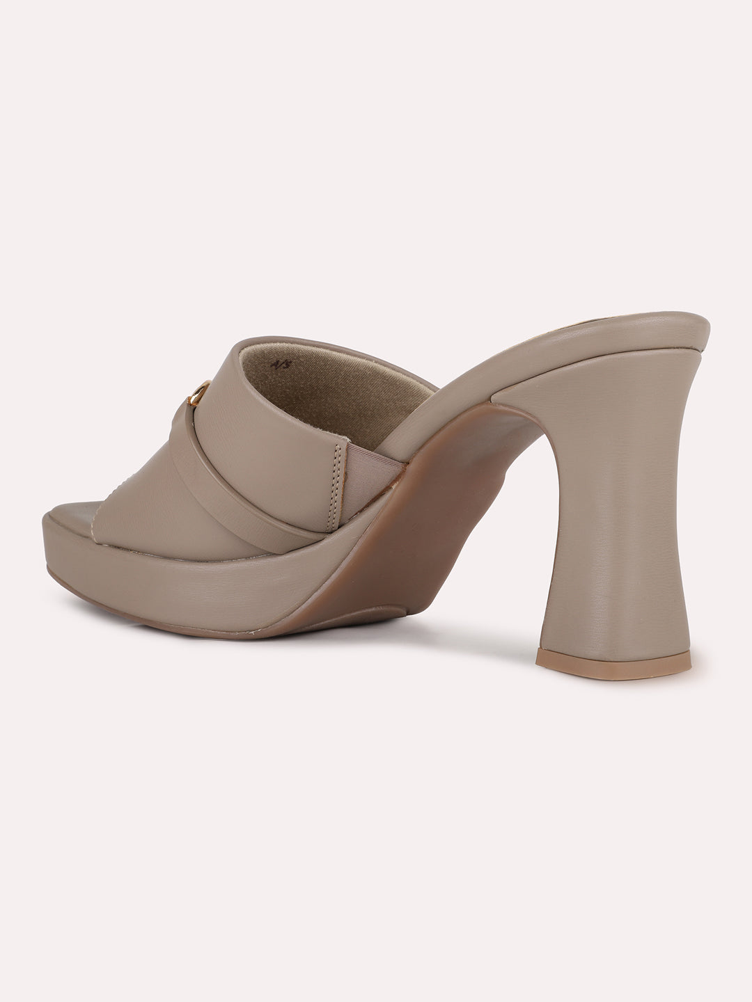 Women Tan Party Wear Solid Round Toe Block Heel Sandals