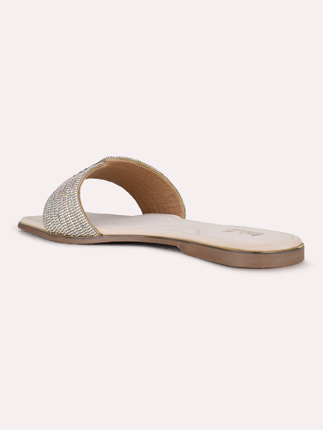Womens Multi Ethnic Embellished Open Toe Flat Slip-On Sandals