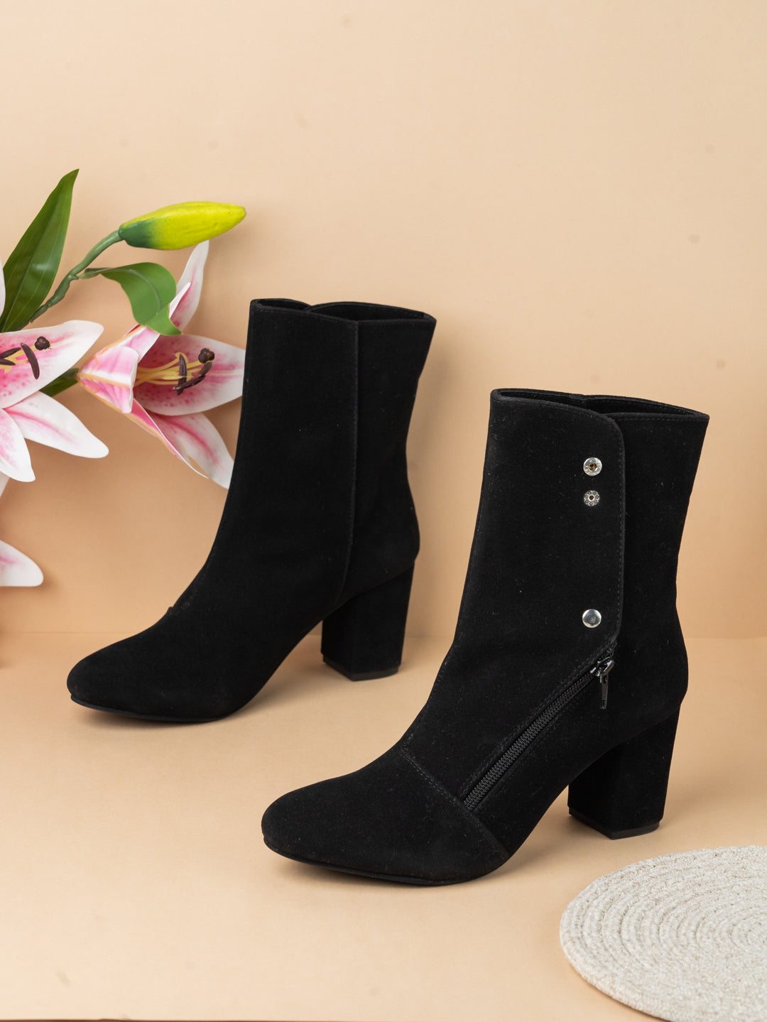 Heeled Boots Pointy Toe Black Boots Buy Now Womens Black Solid