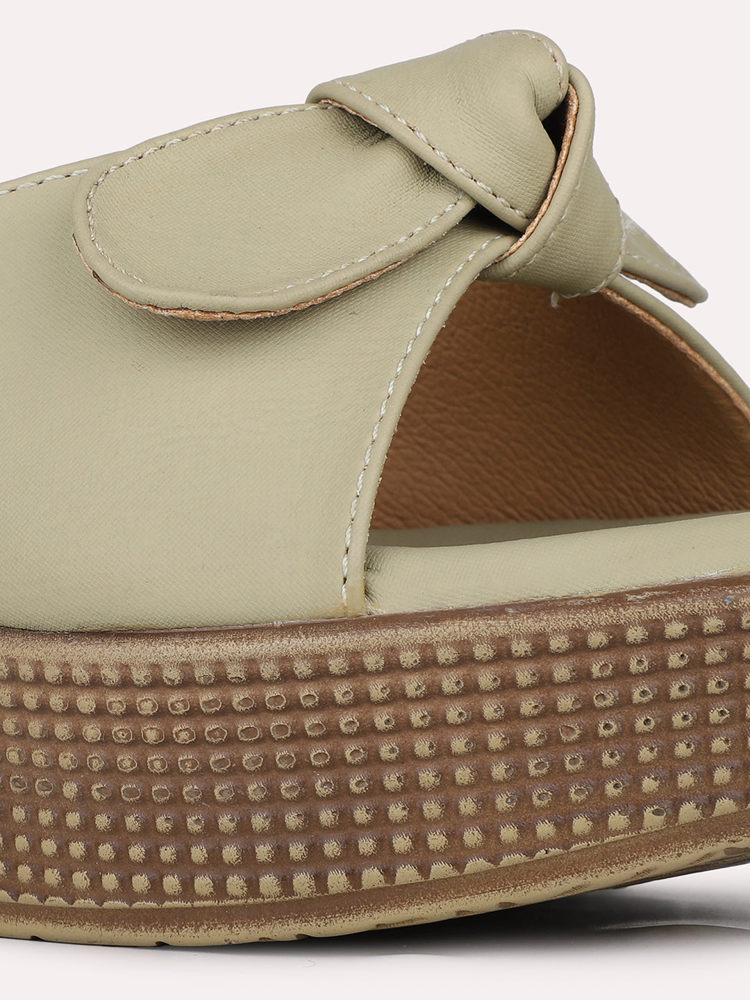 Womens Green Solid Round Toe Party Wear Wedge Heels Sandals