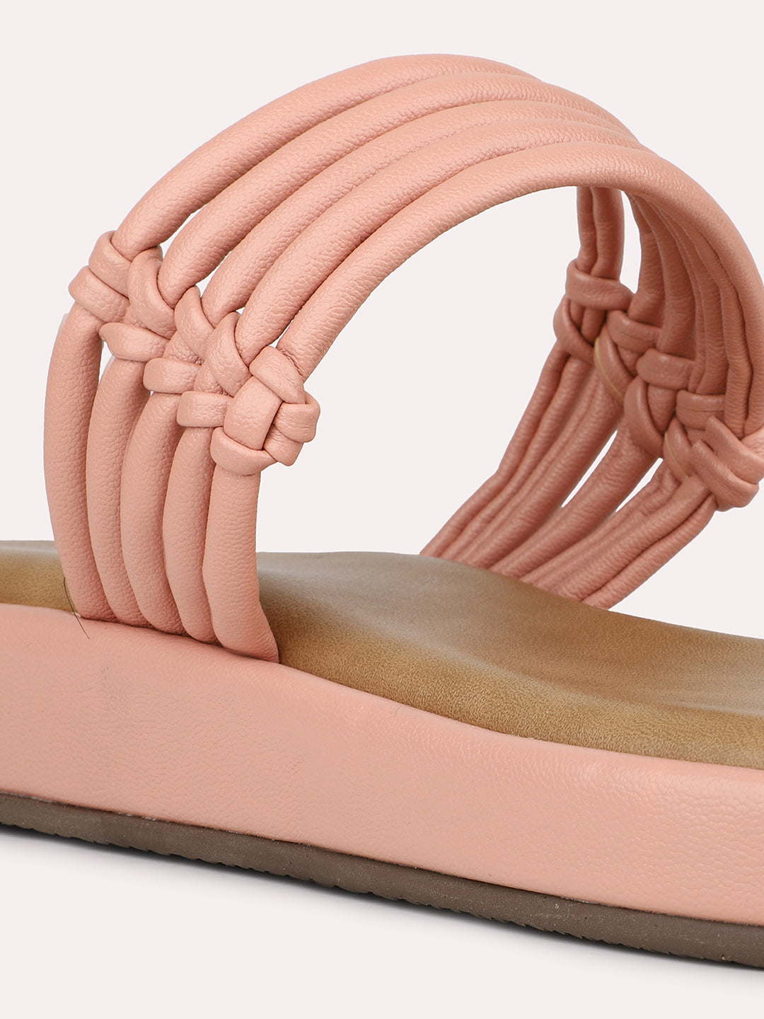 Womens Peach Casual Solid Round Toe Sandals