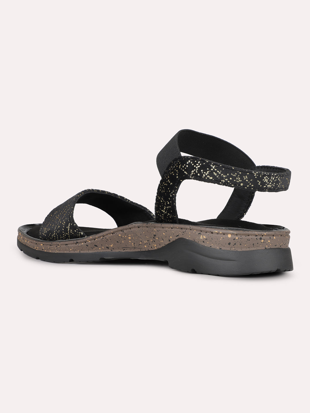 Womens Black Party Wear Solid Open Toe Flat Sandals